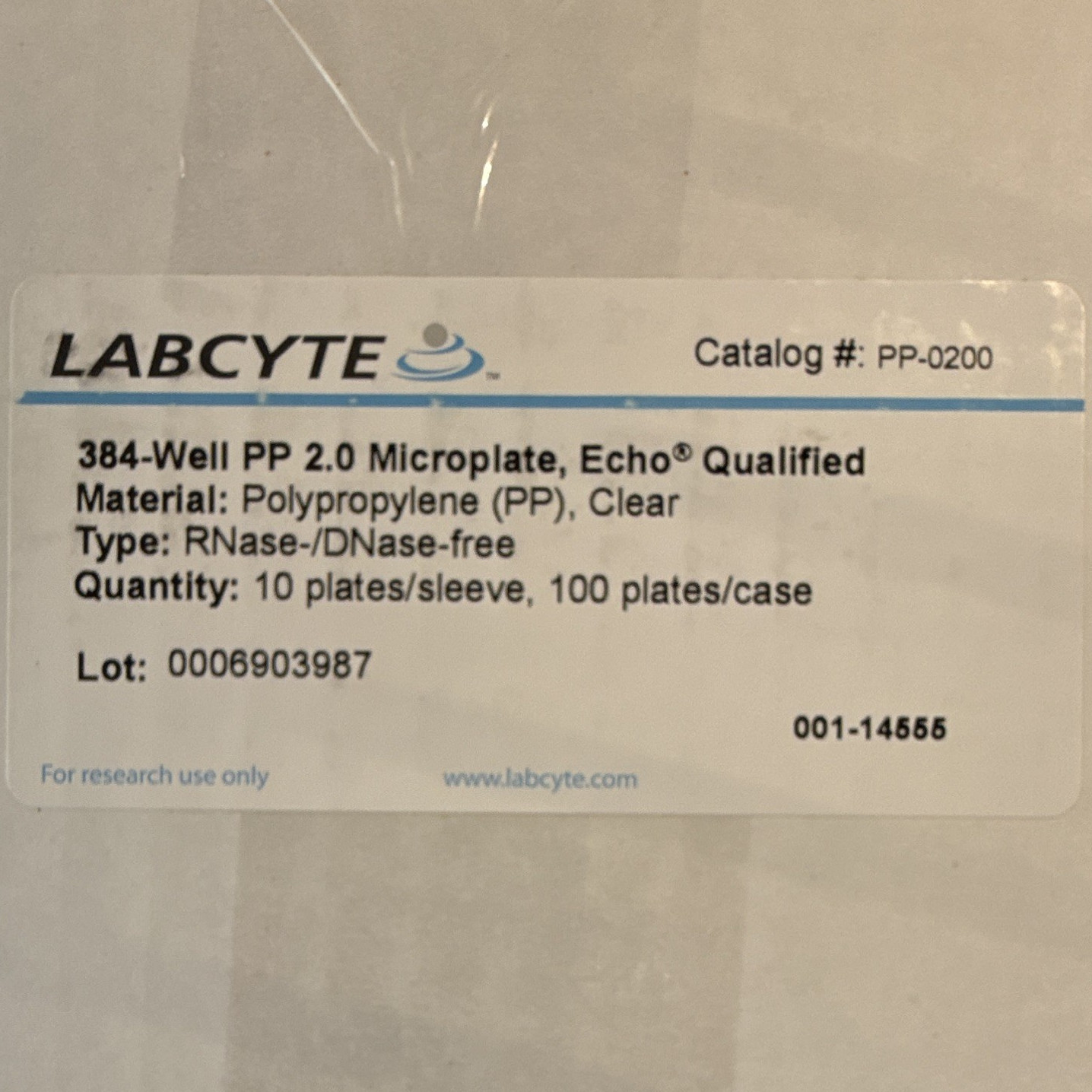 Lot of 2 LABCYTE 384-Well PP 2.0 Microplate Echo Qualified PP-0200 Lab Use