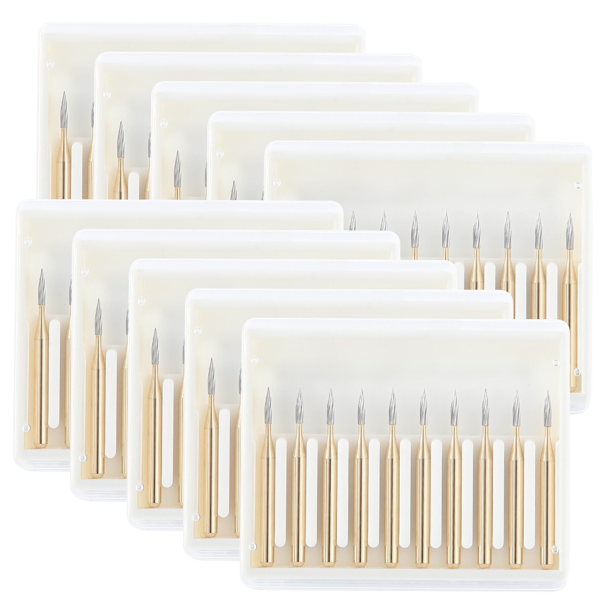 10pc FG7901 Dental Tungsten Carbide Gold Burs Polishing For High Speed Handpiece