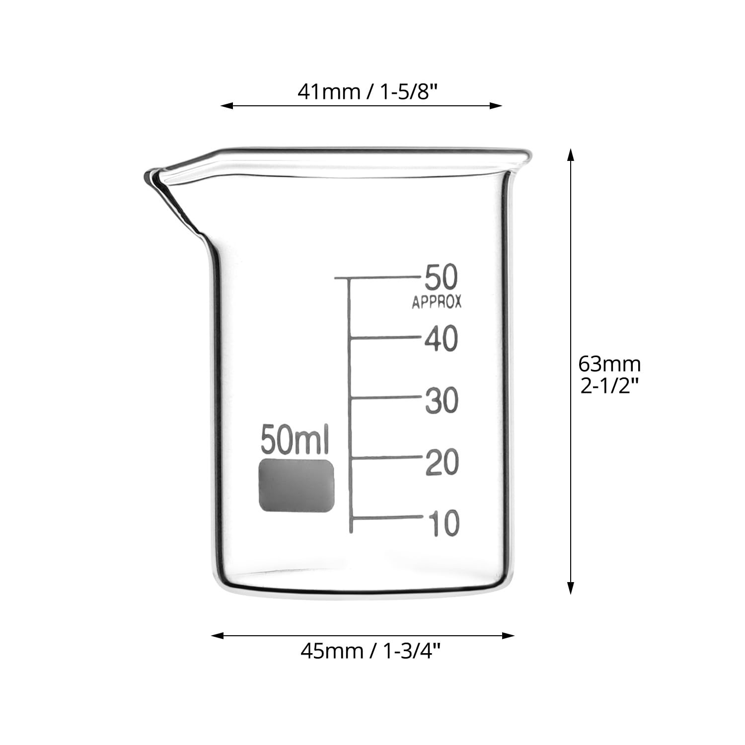 6 Pack 50ml Glass Beaker Set 1.7oz Borosilicate Griffin Low Form Lab Cups