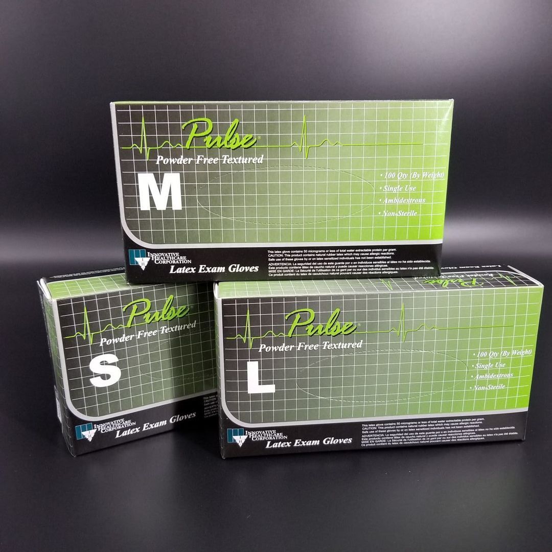 Pulse Latex glove: X-Small, Powder-Free, Textured, Chlorinated, Non-Sterile