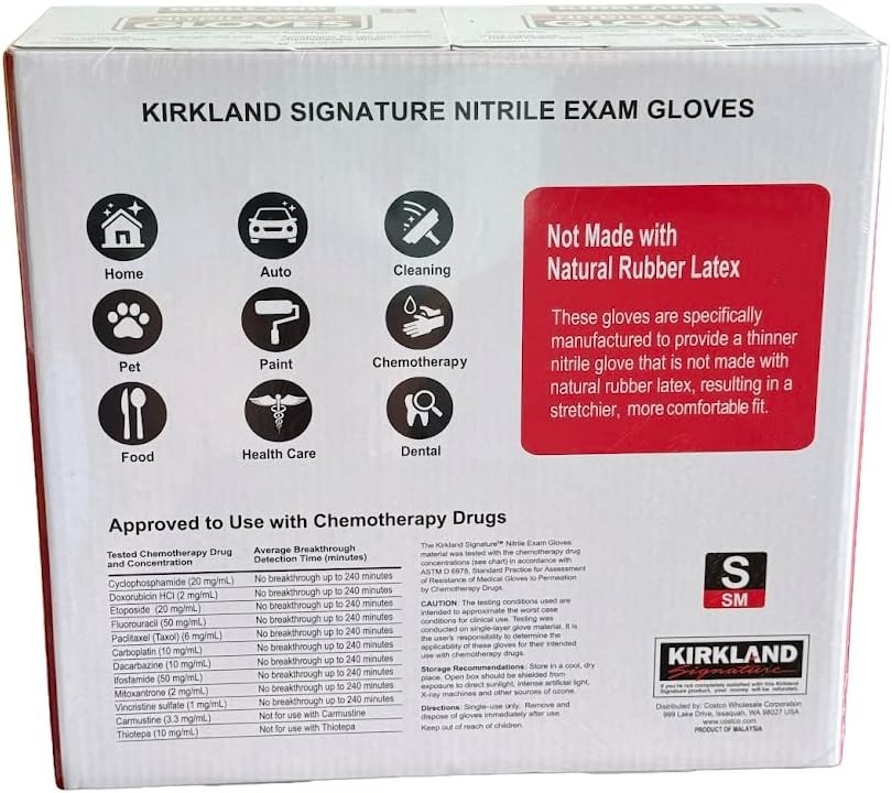 Kirkland Signature Latex-Free Nitrile Exam Gloves, Size S – 400 Count small size