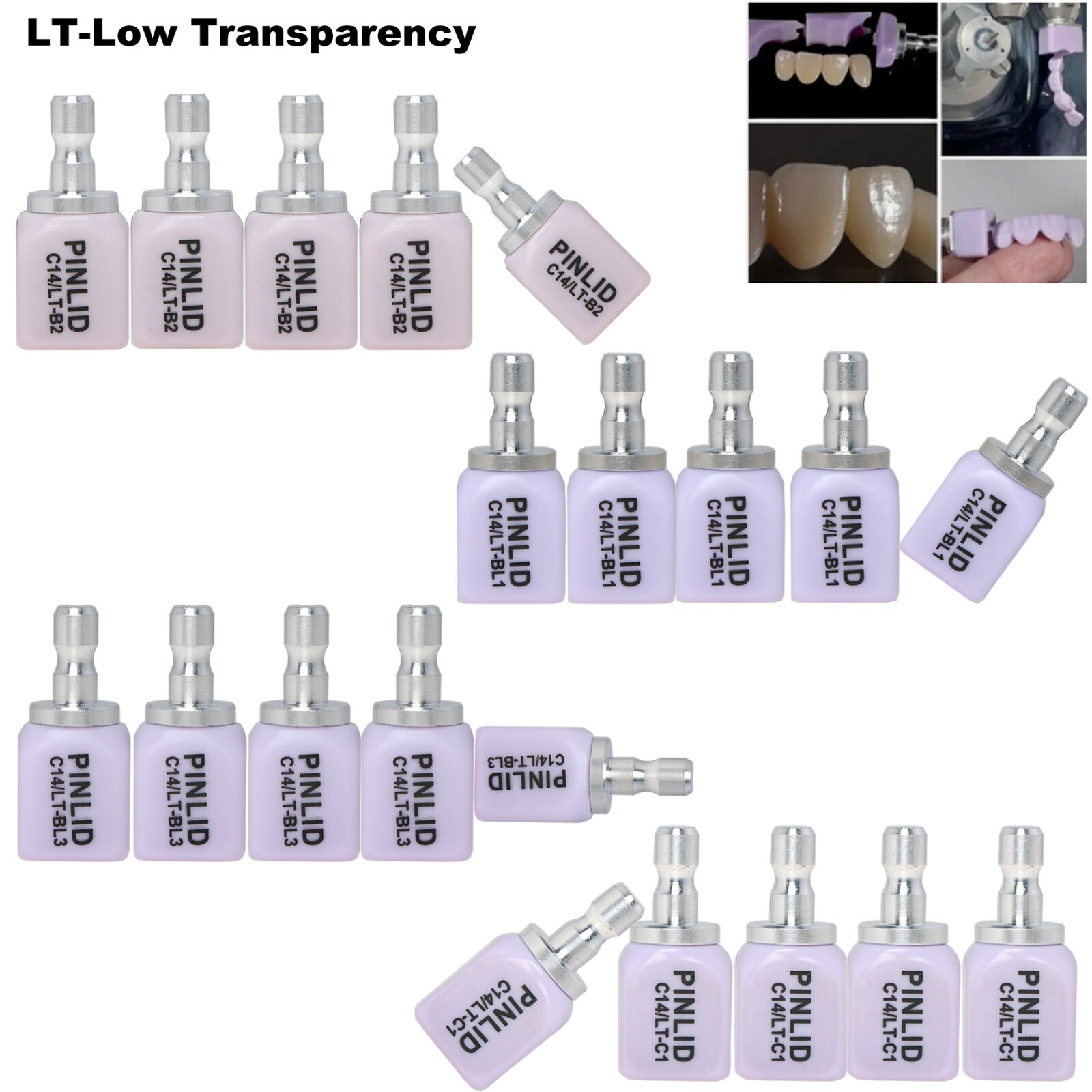 US 5Pcs/Box Dental C14 LT Glass Ceramic Lithium Dislicate Blocks Cerec CAD CAM