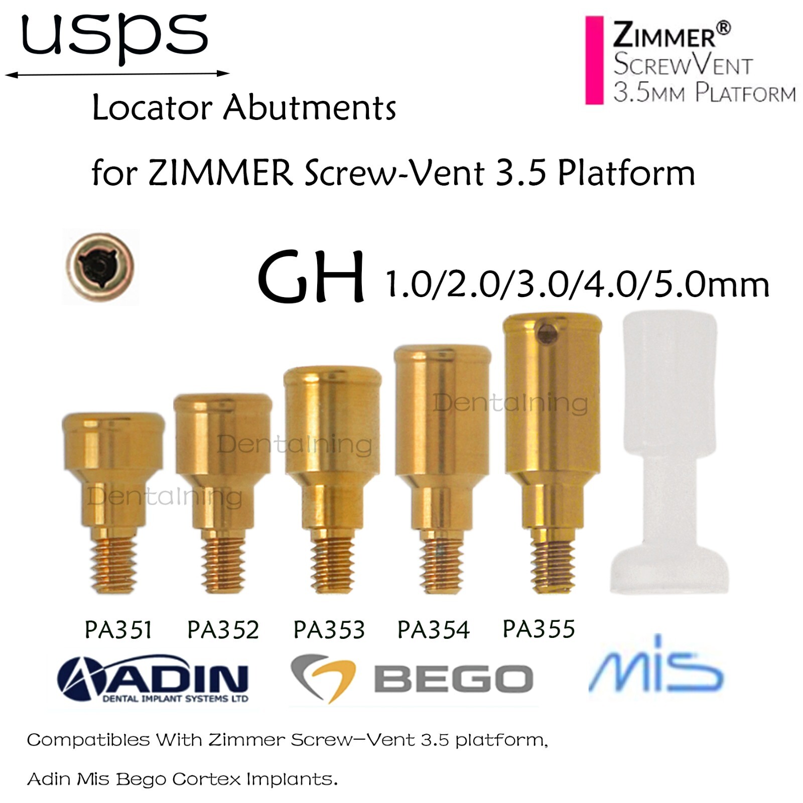US Dental Attachment Locator Abutment for Hiossen/Zimmer/Nobel Biocare/Bego/Mis