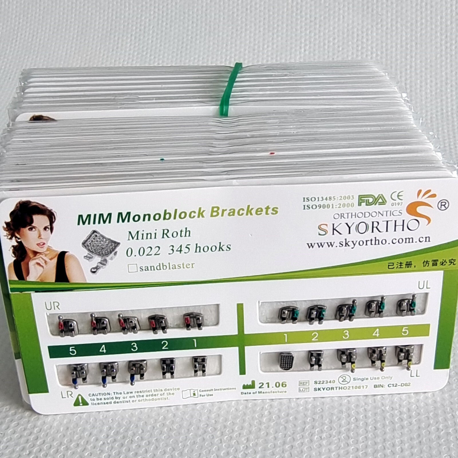 50 Sets Dental Orthodontic Bracket MIM Monoblock Mini Roth/MBT 022/018 345 Hooks