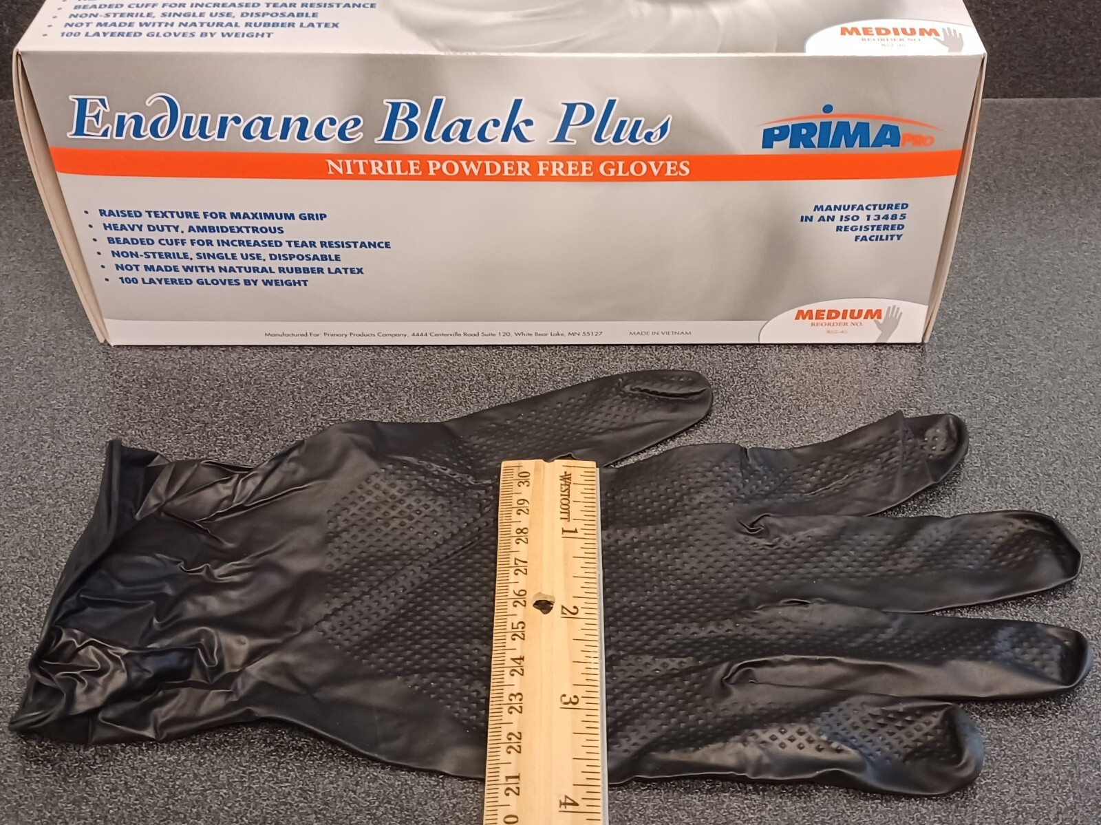 Nitrile Gloves 8 Mil Diamond Texture Black Endurance Plus Case of 1,000 PCS