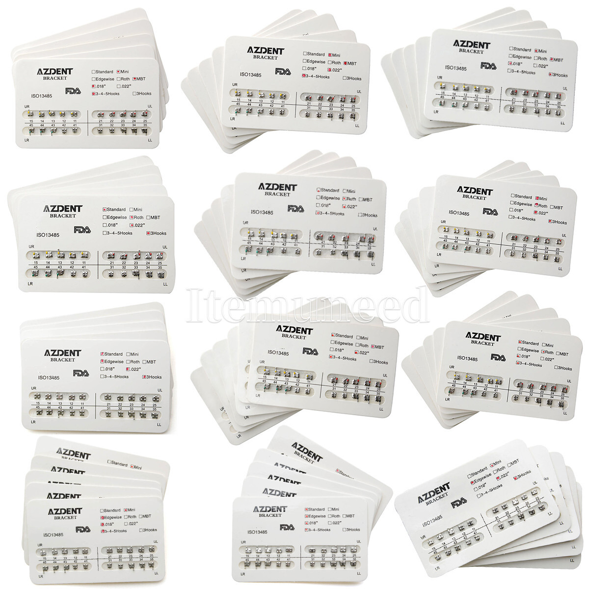 AZDENT Dental Orthodontic Brackets Brace Mini Roth MBT Standard 022/018 Hooks