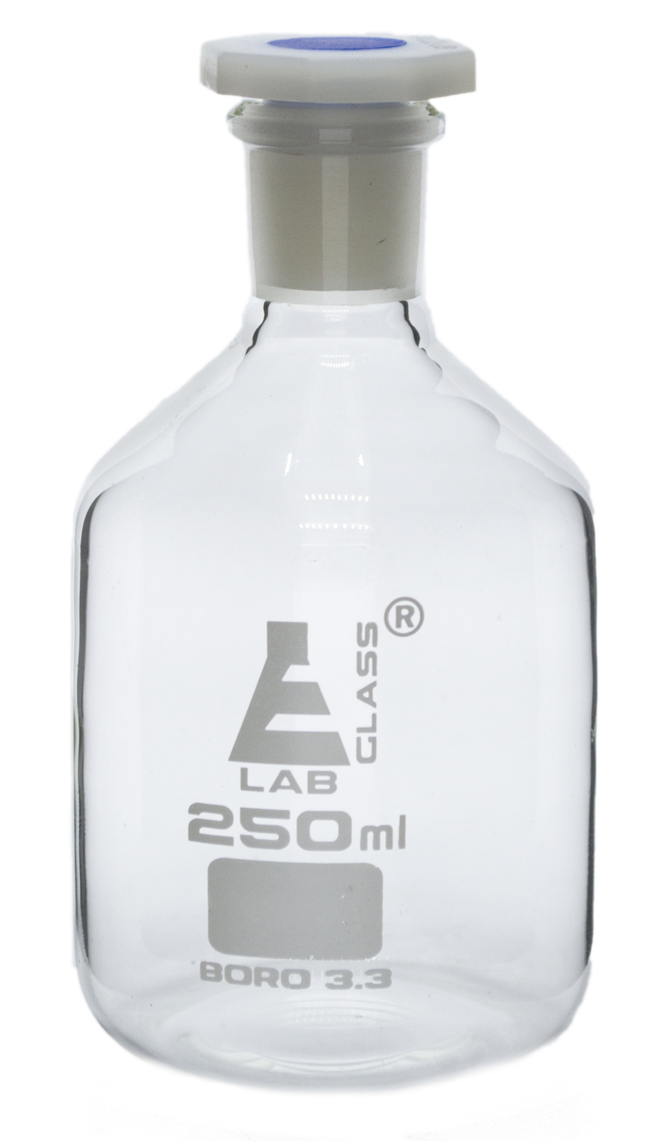 250mL (8.4oz) Glass Reagent Bottle with Acid Proof Polypropylene Stopper,