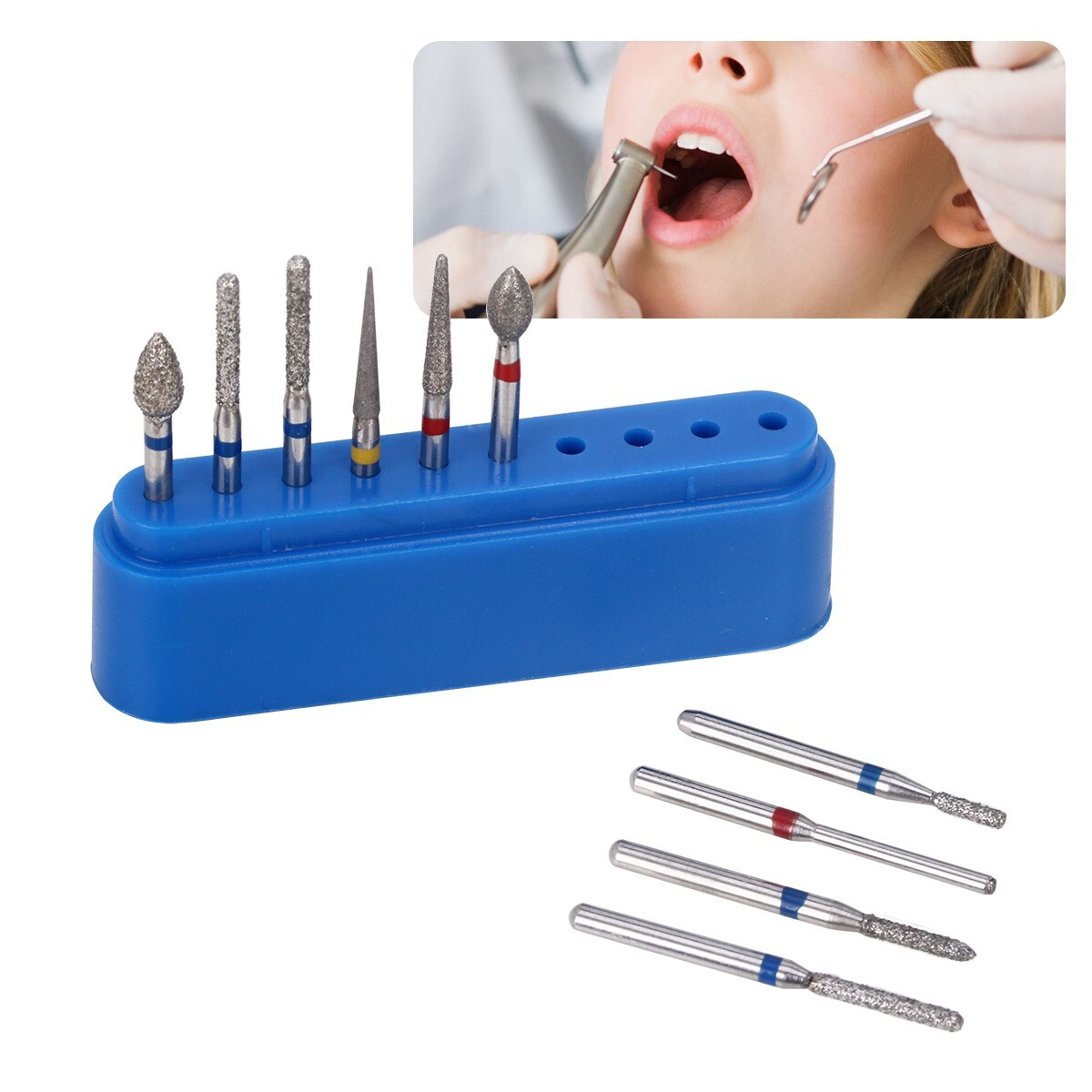 10pcs Dental Diamond Burs High Speed FG-112 Crown Preparation Anterior Teeth Kit