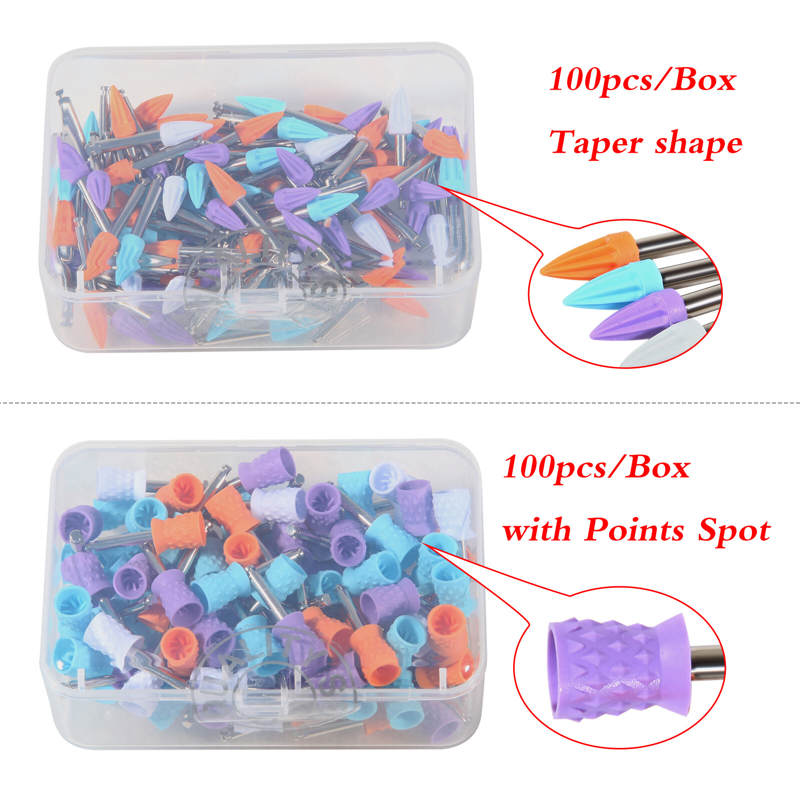 100 pcs/box Dental Rubber Prophy Tooth Polishing Cups brushes Tapered/Screw SA