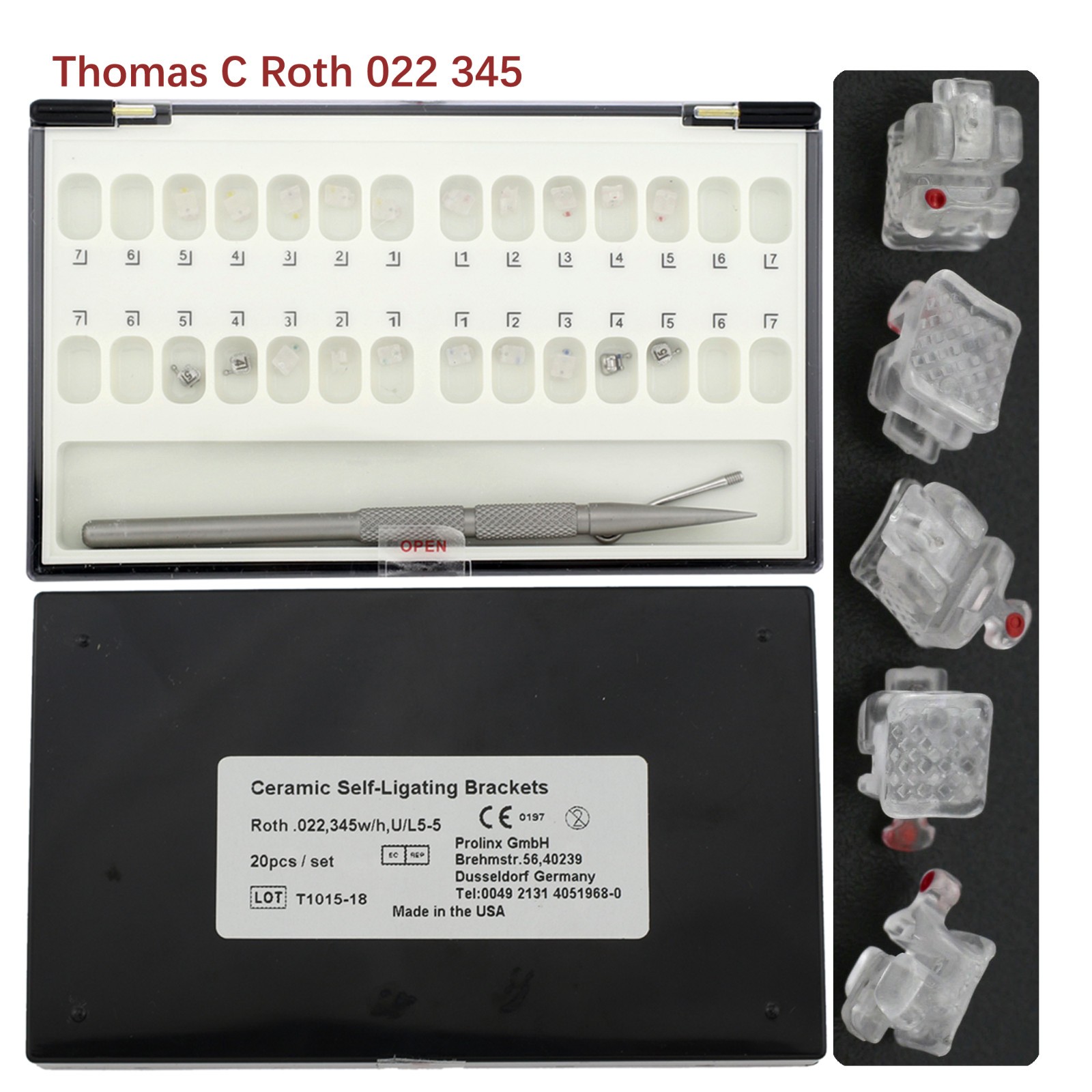Orthodontic Self-Ligating Brackets Ceramic Braces Clear Roth MBT 022 Damon C 5-5