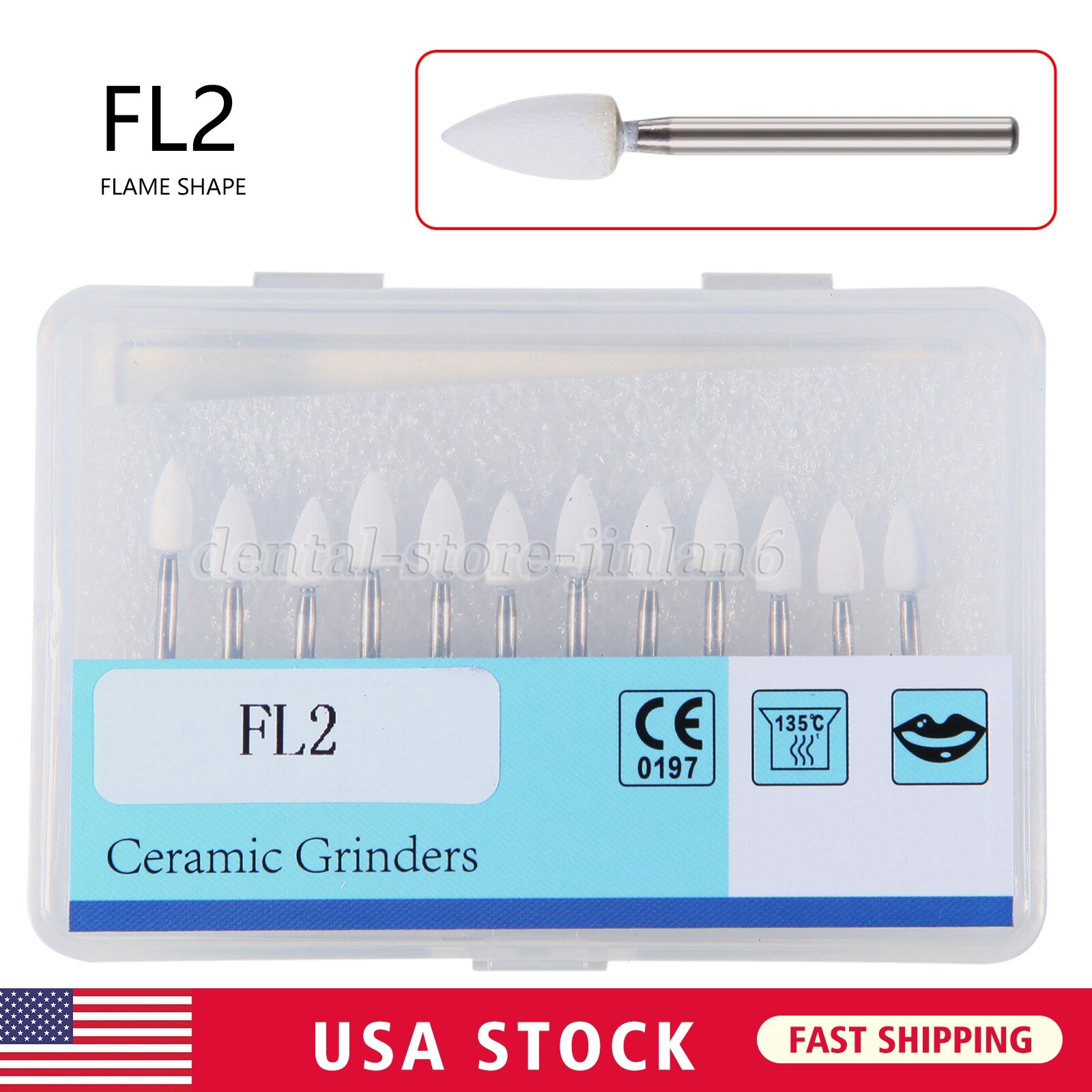 White Mounted Stone Bur FG FL3 (12 per box) Mounted Abrasion Point