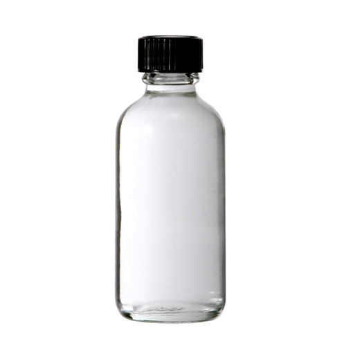 80 PCS 2 oz [60ml] Clear Boston Round Glass Bottle with Cone Caps