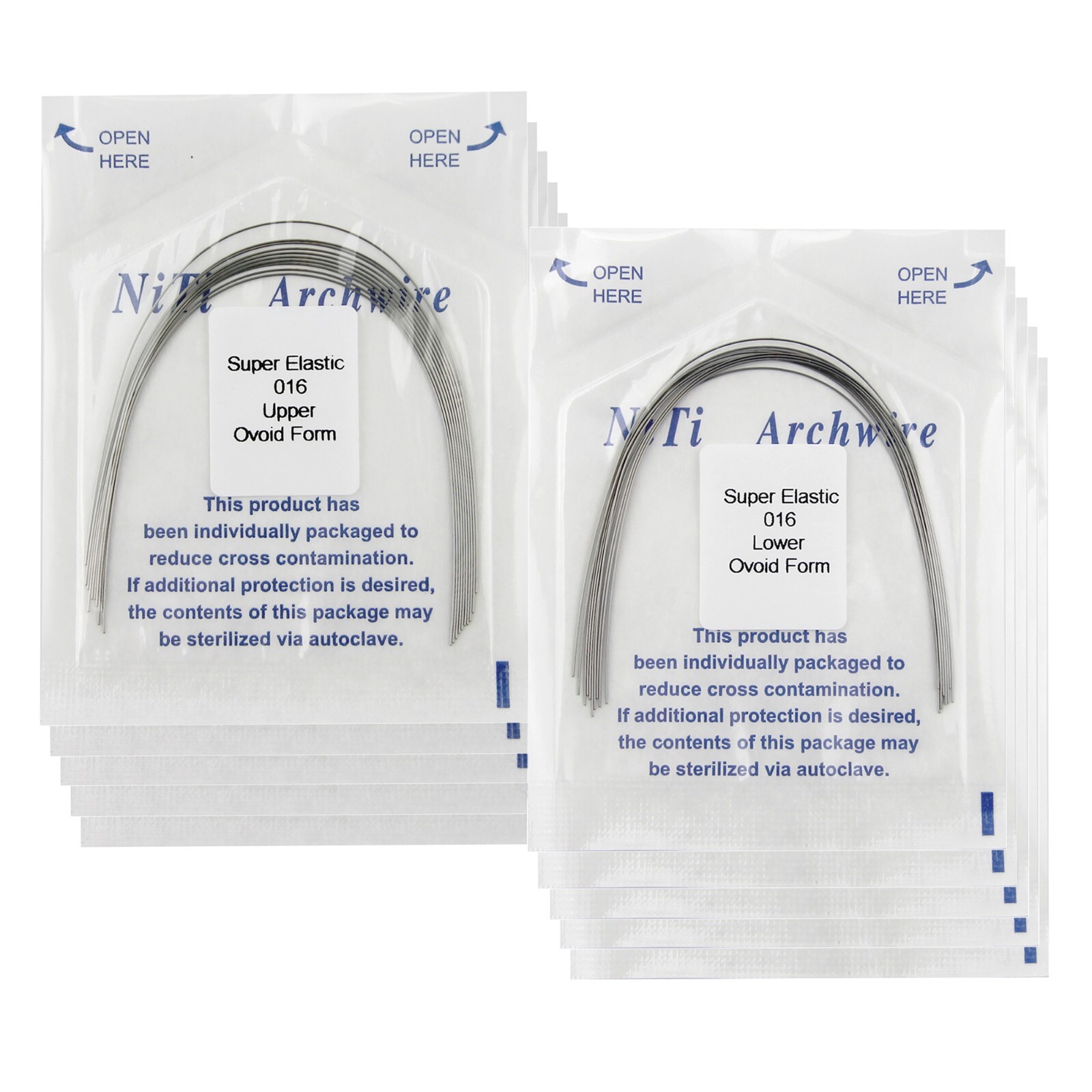 US 100PCS Orthodontic Niti Arch Wire Super Elactic Ovoid Form Round Rectangular