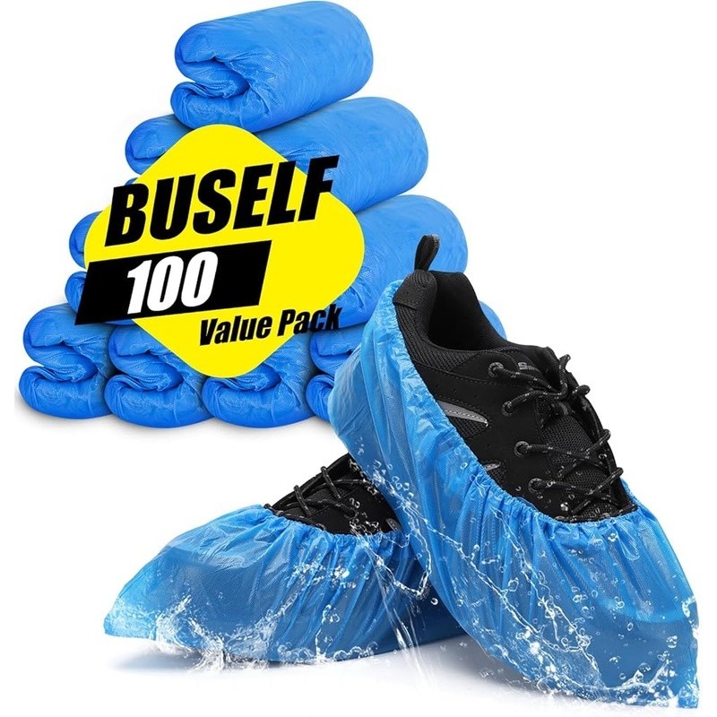 Disposable Waterproof Shoe Covers CPE Non-Slip 100 Pcs For Indoor Outdoor Use