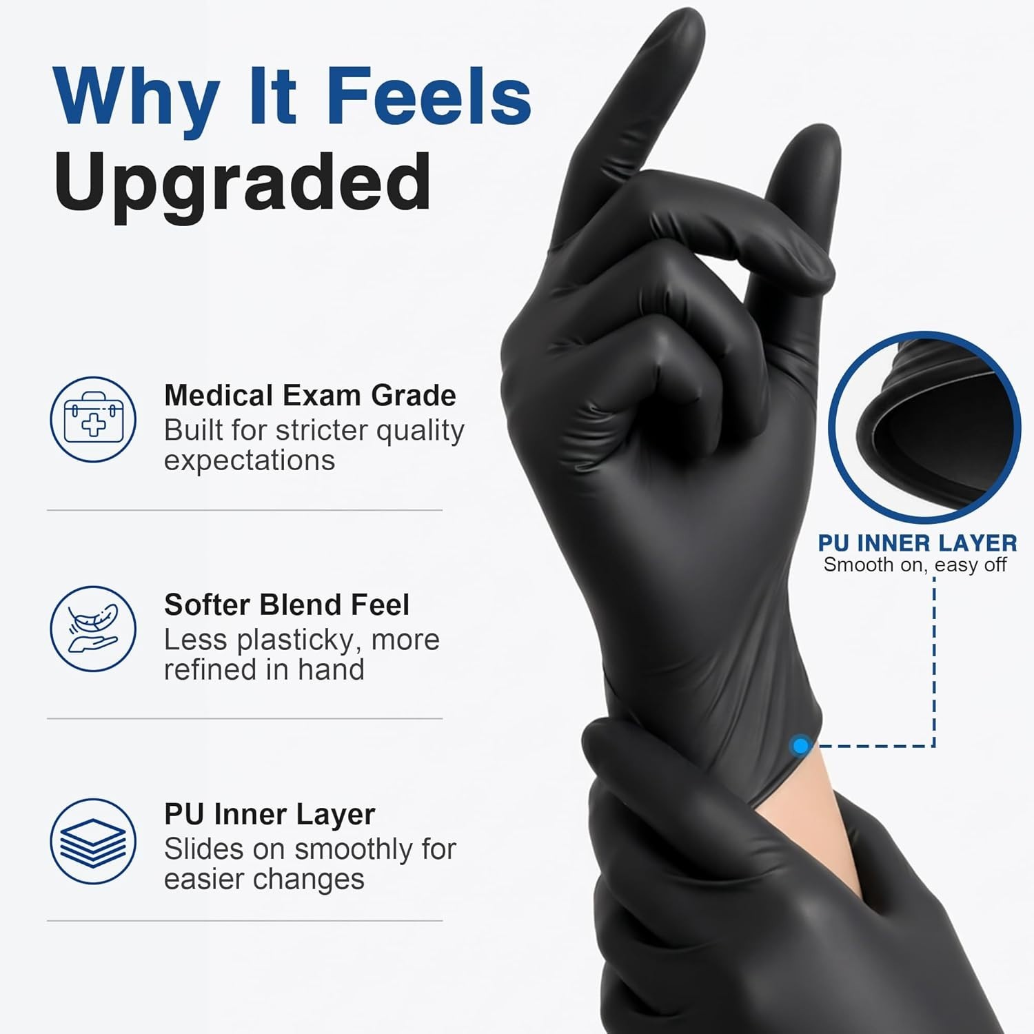 Black Vinyl Disposable Gloves – 4 Mil Latex-Free Exam & Food Prep Gloves – 10…