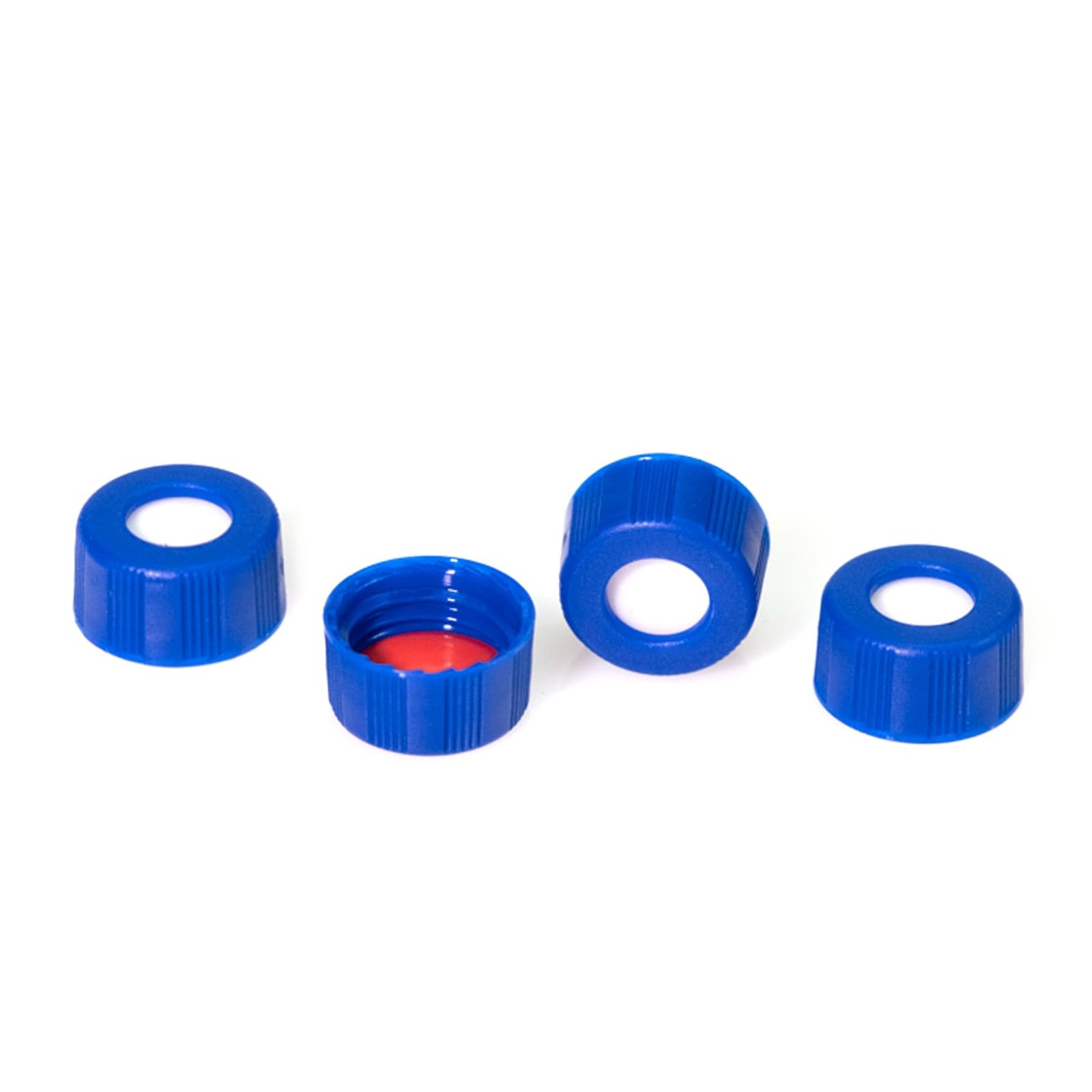 200 PCS 9mm HPLC 2ml Autosampler Vial Caps Ribbed Blue Screw Caps