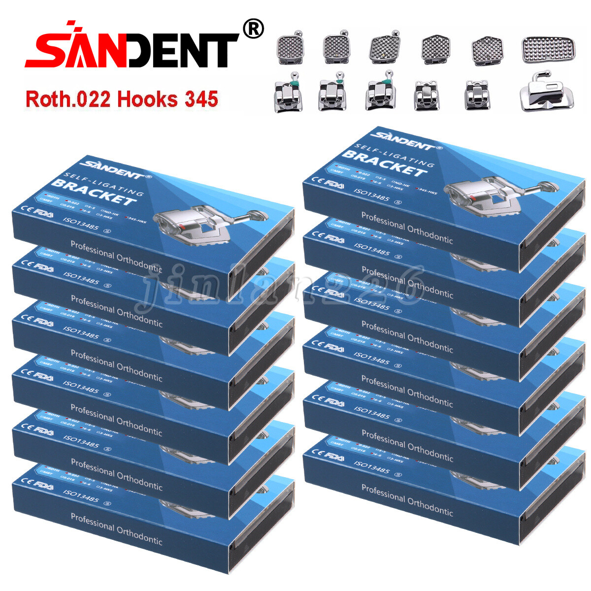 SANDENT Dental Orthodontic Self Ligating Bracket Braces Roth.022 Hooks 345
