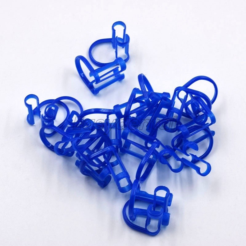 10-100Pcs Cotton Roll Holder Disposable Clips Plastic Blue For Dental Lab Clinic