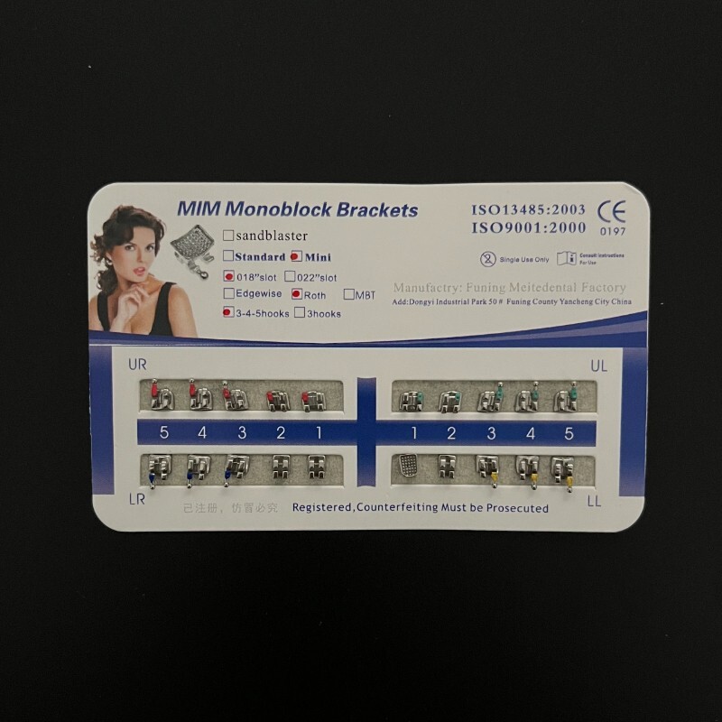 10 Sets Dental Orthodontic Bracket MIM Monoblock Mini Roth/MBT 022/018 345 Hooks