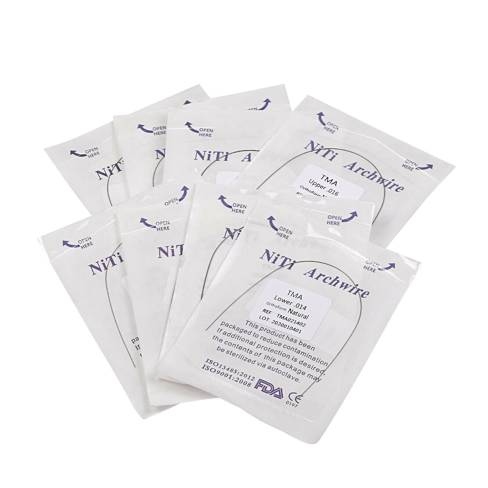 10 Packs Dental Orthodontic TMA Arch Wire Round Ovoid Round Upper/Lower 012-020