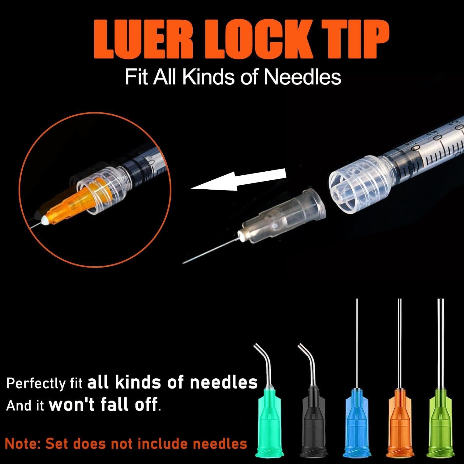 50Pack 1ml Luer Lock Syringes (No Needle) Sterile & Professional,Individually…