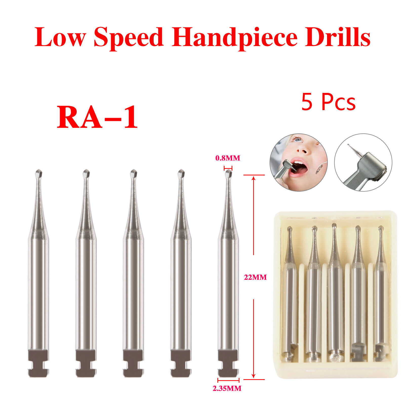 Dental Round Carbide Bur for Slow Speed Latch Type Handpiece RA 1# – 8# Burs