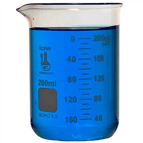 200ml Beaker, Low Form, 3.3 Boro. Glass, Karter Scientific 247H1 (Pack 144)