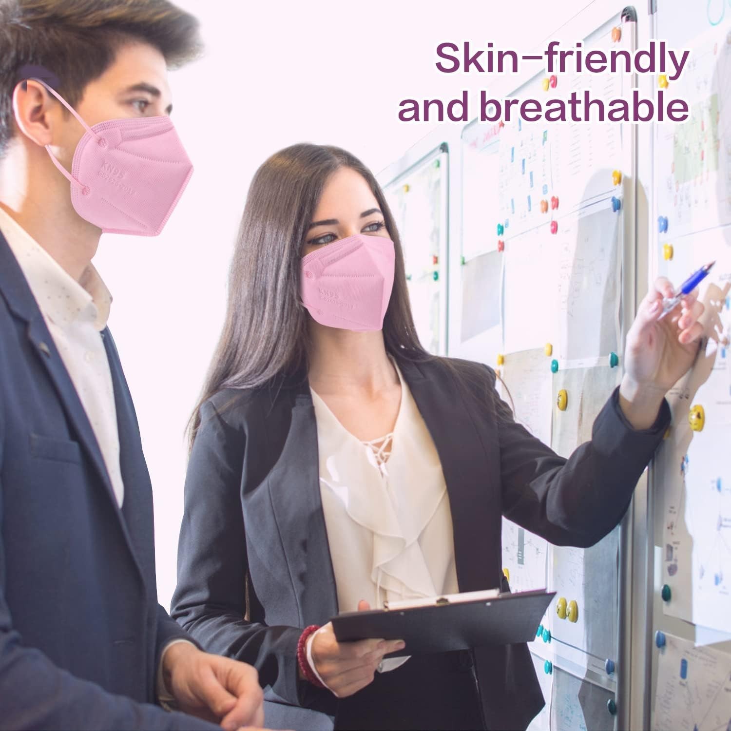 50 Pack Pink KN95 Masks Disposable 5-Layer Foldable Safety Masks