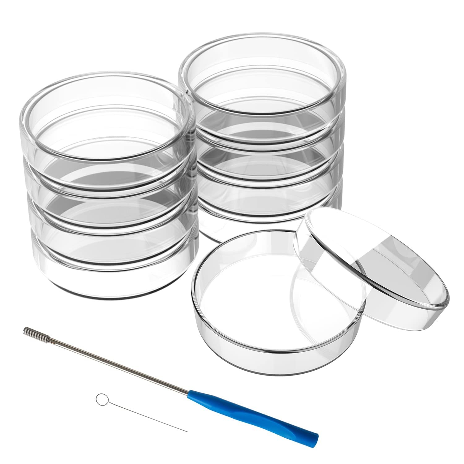 90mm 10x Glass Petri Dish Lab Petri Plates Dishes Reusable w/ Lids Autoclavable