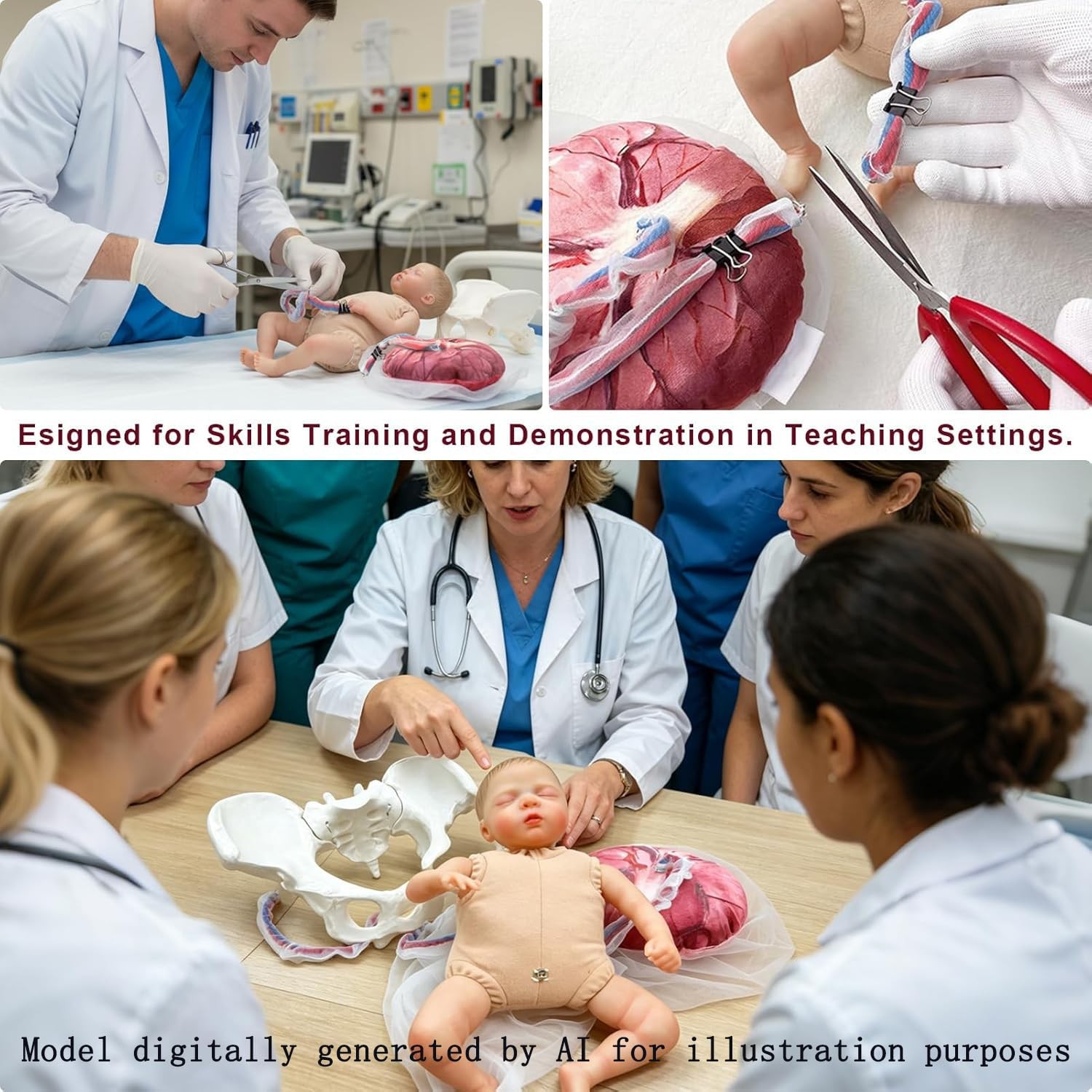Female Childbirth Model Midwifery Training Pelvis Baby Birth Simulation Teaching