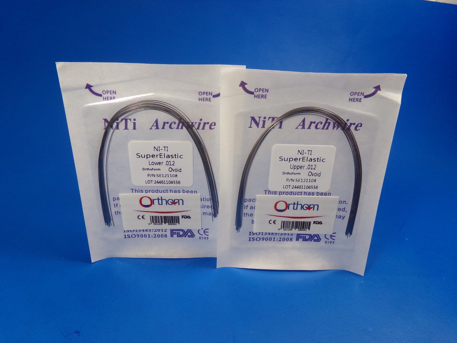 Dental Arch Wire Super Elastic NITI .012 Lower + Upper Set Ovoid /20 Pcs ORTHOM