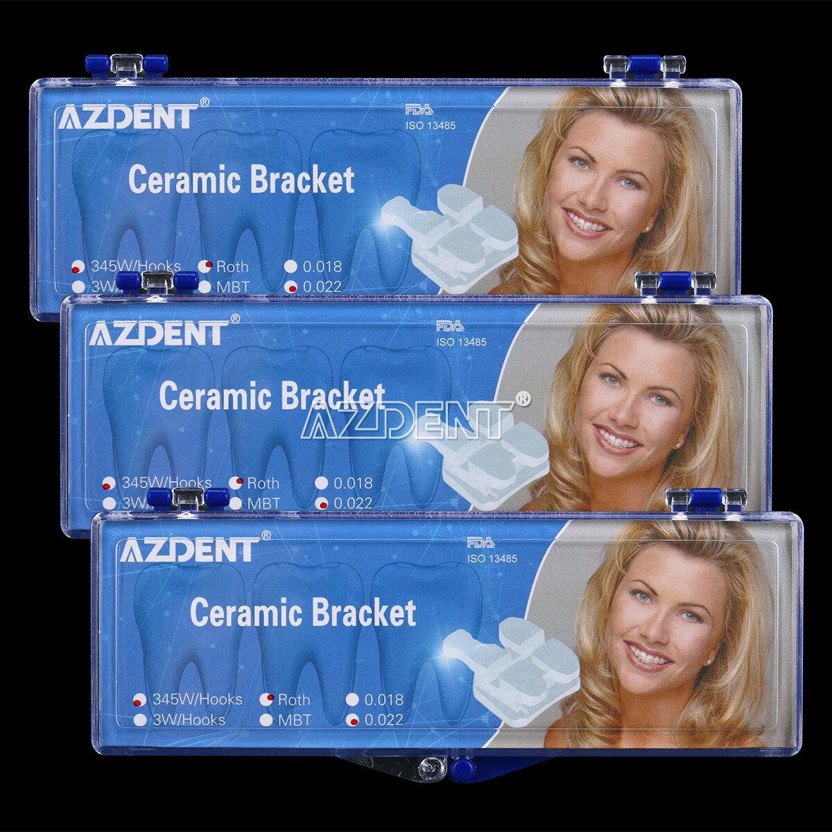 UPS AZDENT Dental Orthodontic Ceramic Brackets Braces Roth 0.022 3-4-5 Hooks