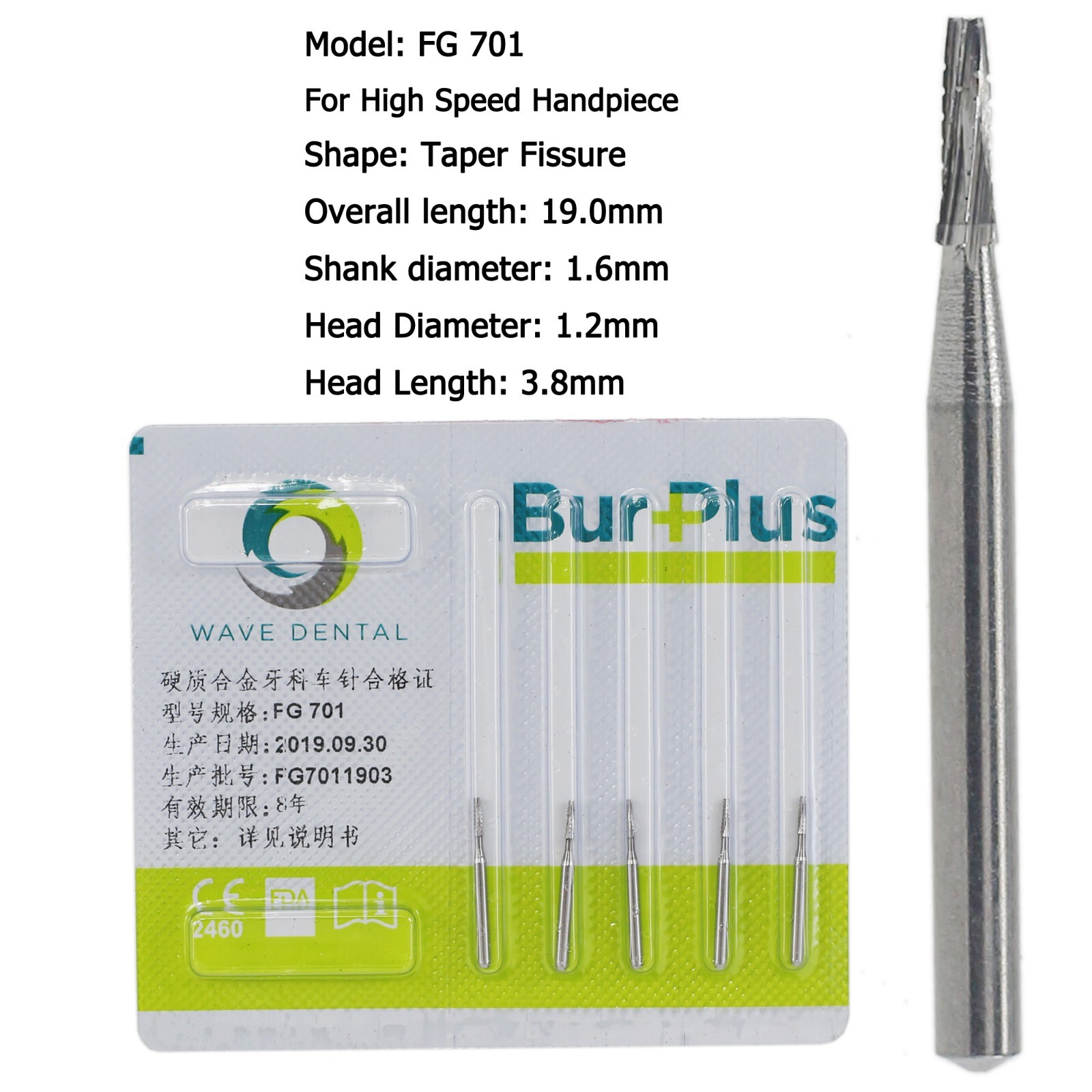 Wave Dental Carbide Burs FG 169L 699 699L 702L High Speed Friction Grip Midwest