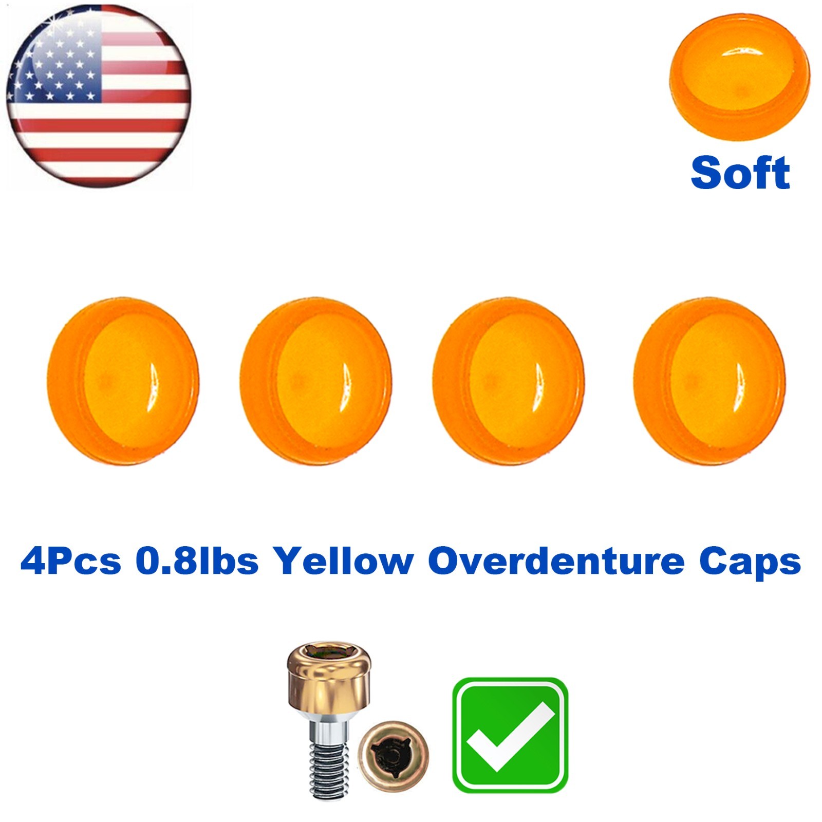 US 4Pcs Dental Implant Overdenture Retention Caps For Locator Abutment Insertion