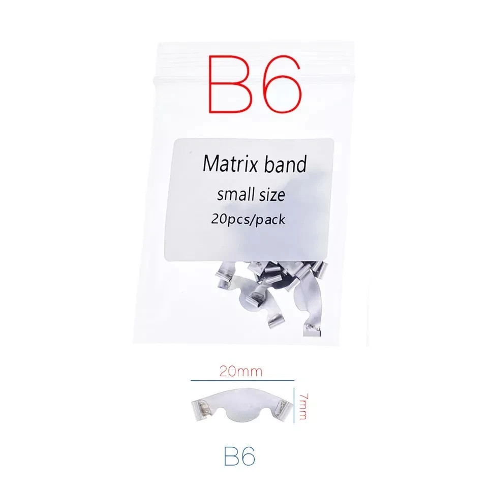 20 Pcs/Pack Dental Saddle Contoured Metal Matrices Band Matrix Springclip 6 Size