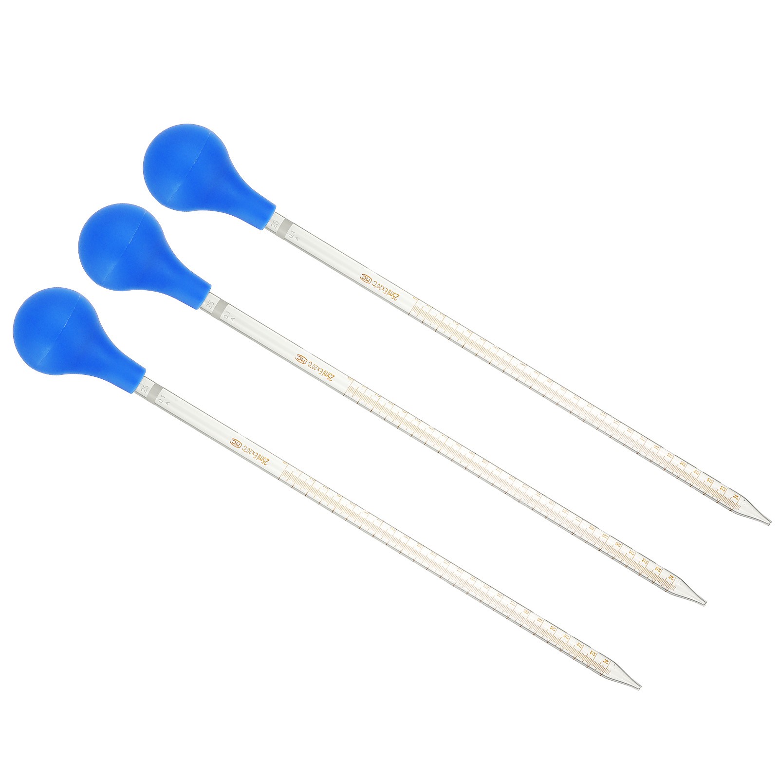 Graduated Dropper Pipettes Kit, 3pcs 25ml Pipette with Rubber Cap, Clear