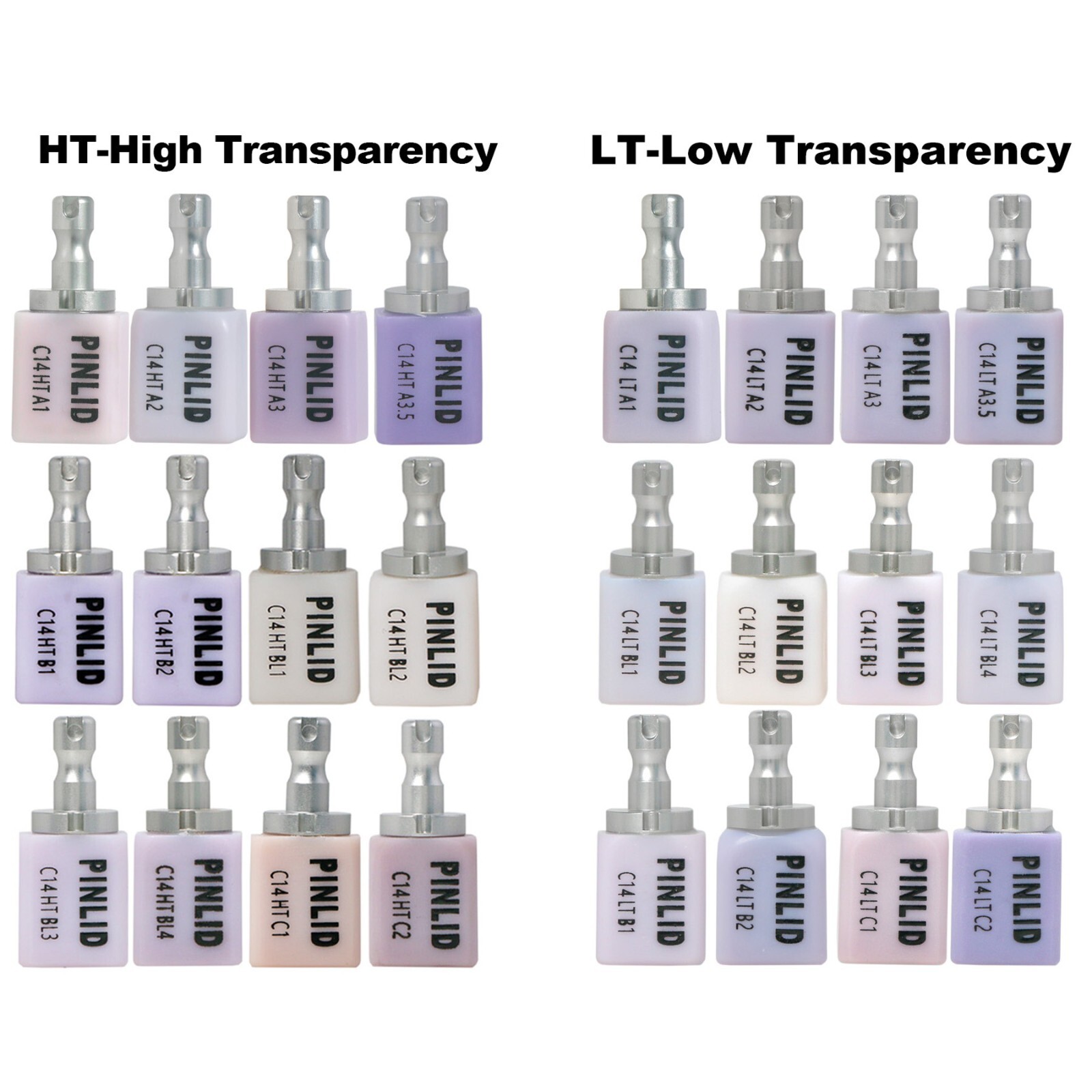 US HT/LT C14 Emax Dental Glass Ceramic Blocks Lithium Disilicate CAD/CAM CEREC