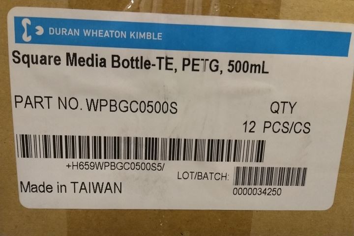 Wheaton WPBGC0500S 12 Pk 16.9 Fl Oz/500 mL Capacity Media Bottle (AW)