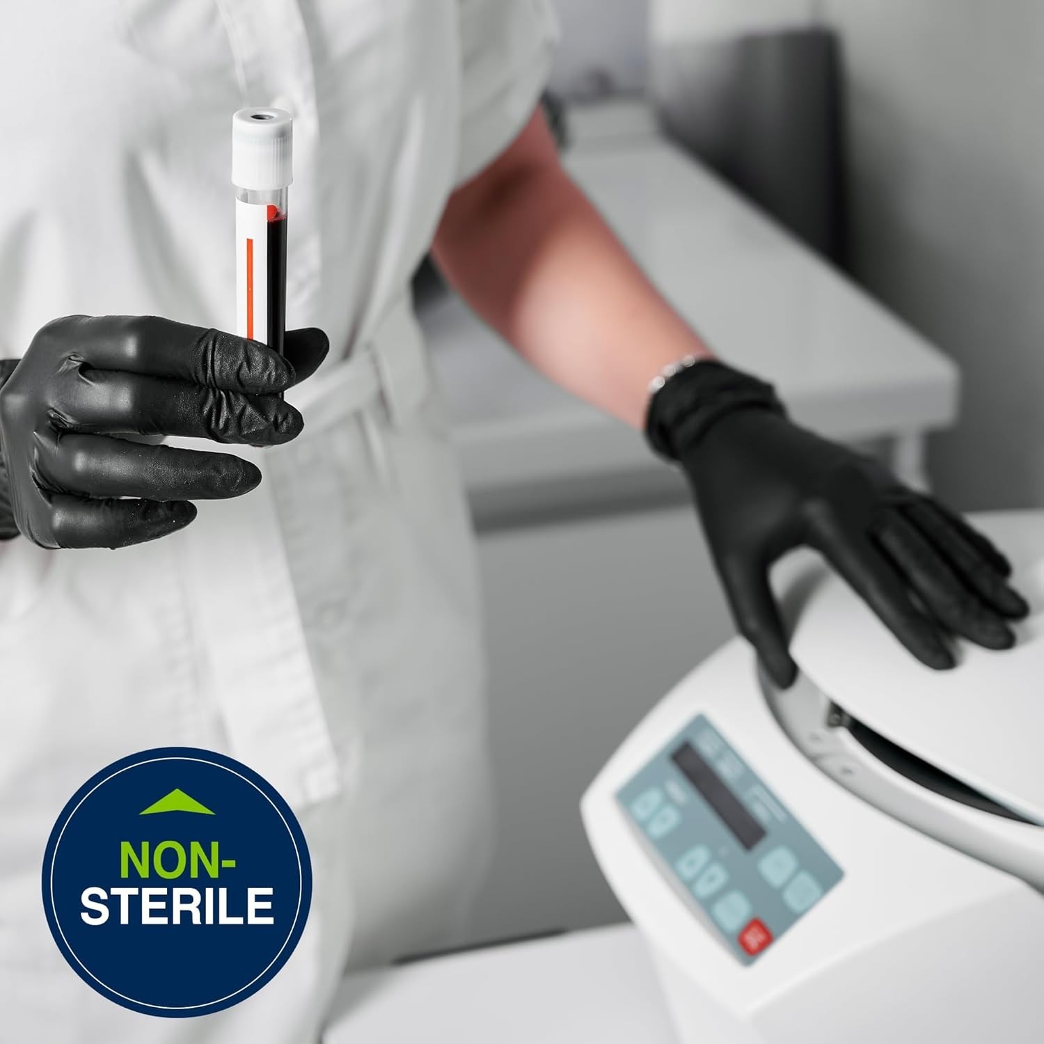 Professional-Grade Black/Orange Nitrile Exam Gloves – 9.5” with Breach Detection