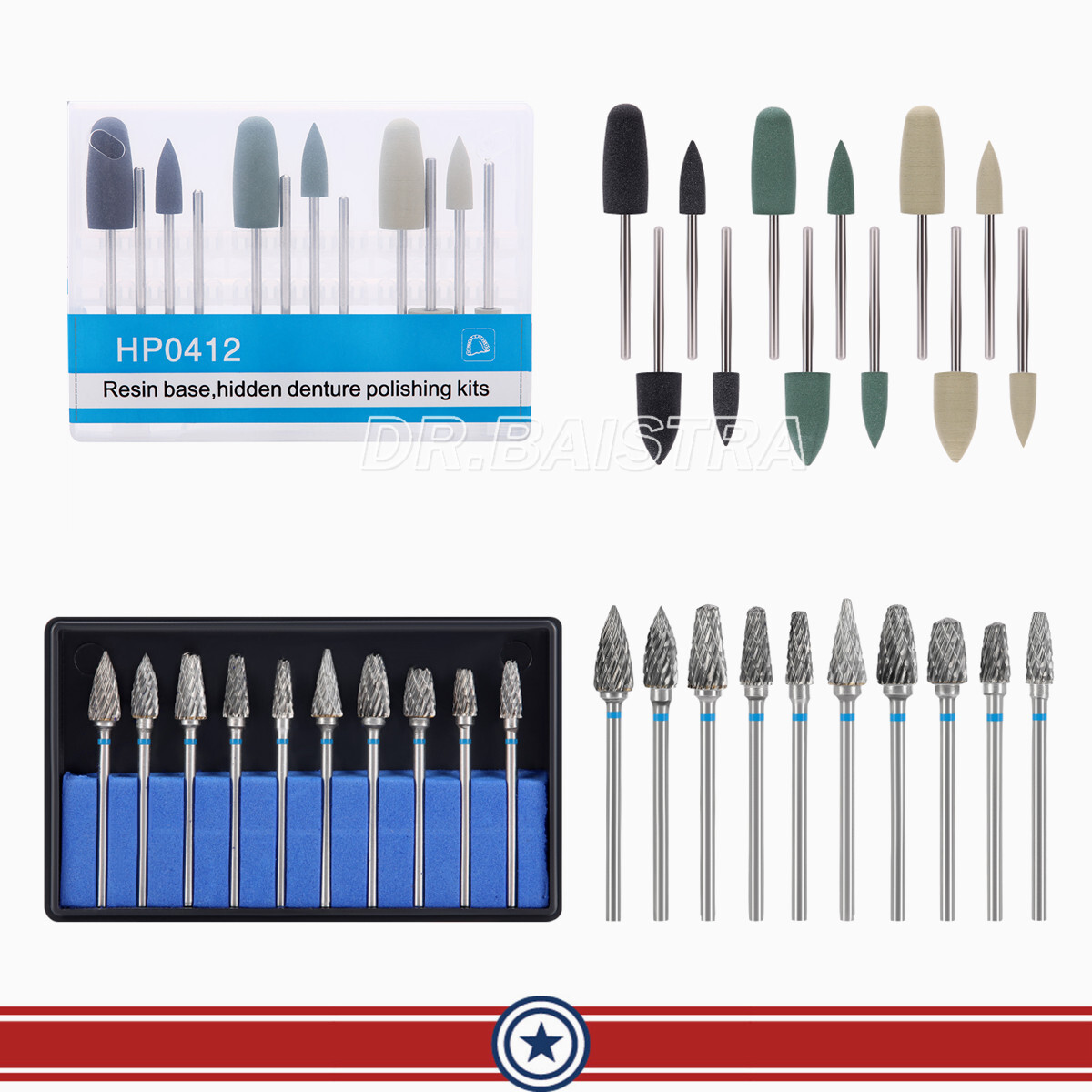Dental Silicone Resin Base Acrylic Polishing Bur Dental Lab Diamond Polish