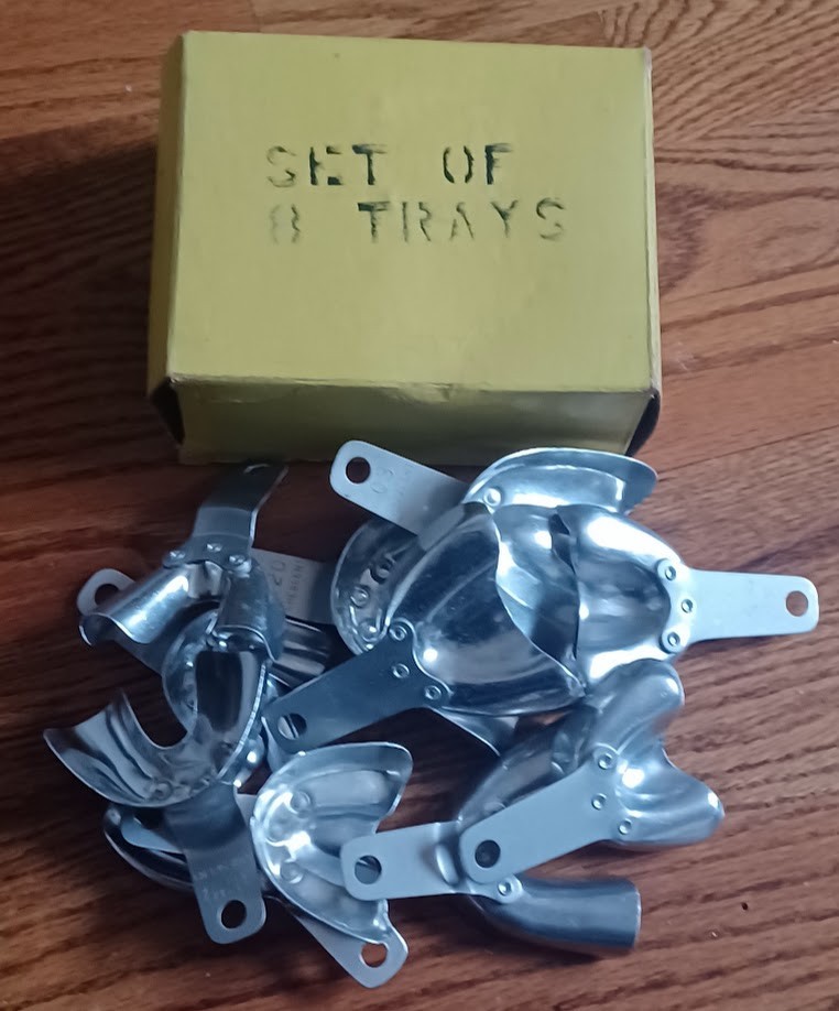 Crescent Dental Impression Trays Set of 11 w/ One Bisco Mandibular Intruder