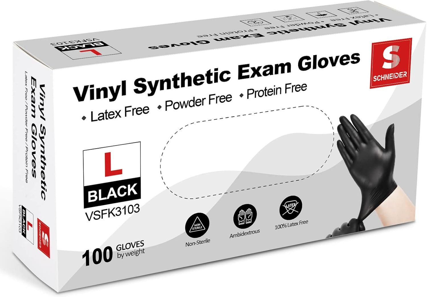 Vinyl Synthetic Exam Gloves, 4 Mil, Latex Free Disposable Gloves for Medical, Co