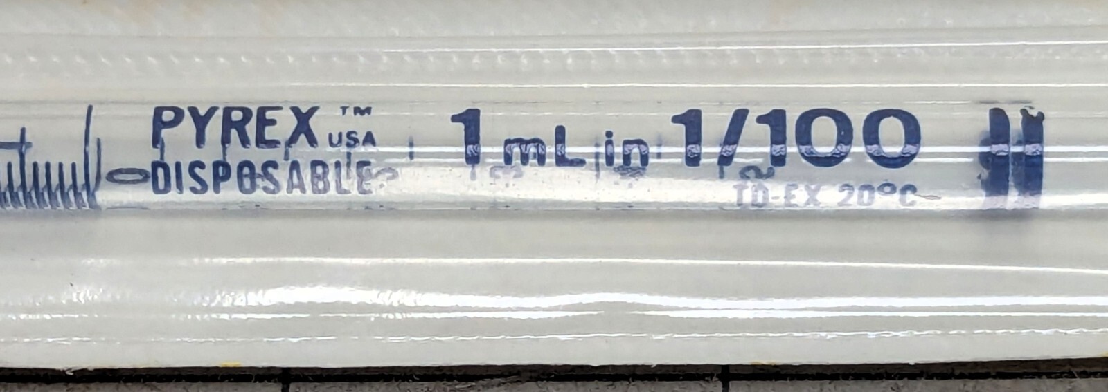 (250) 1mL Corning Pyrex Disposable Shorty Serological Pipet TD, [Z4S3]