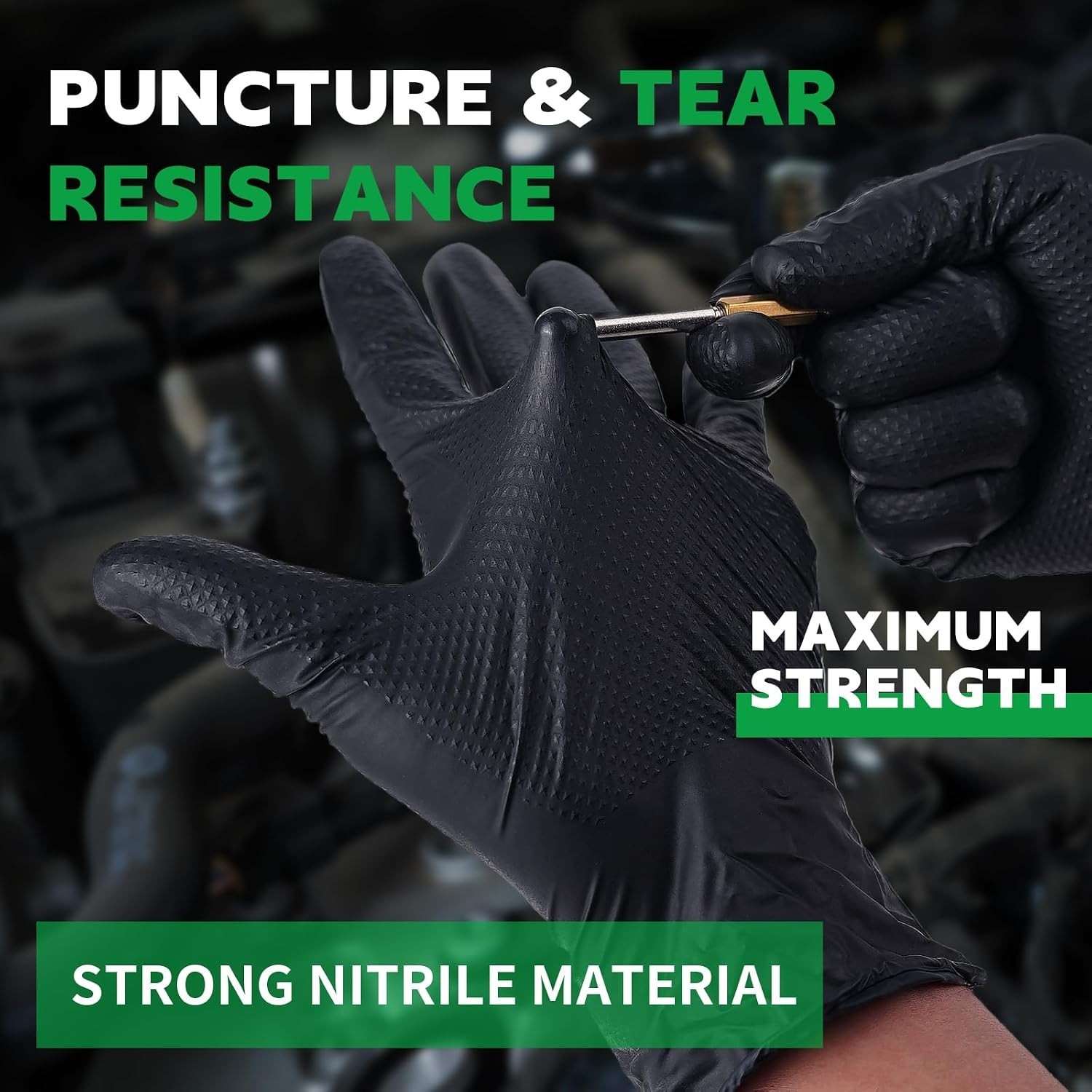Diamond Textured Black Nitrile Gloves 8Mil – 1000PCS, Ultimate Grip & Protection