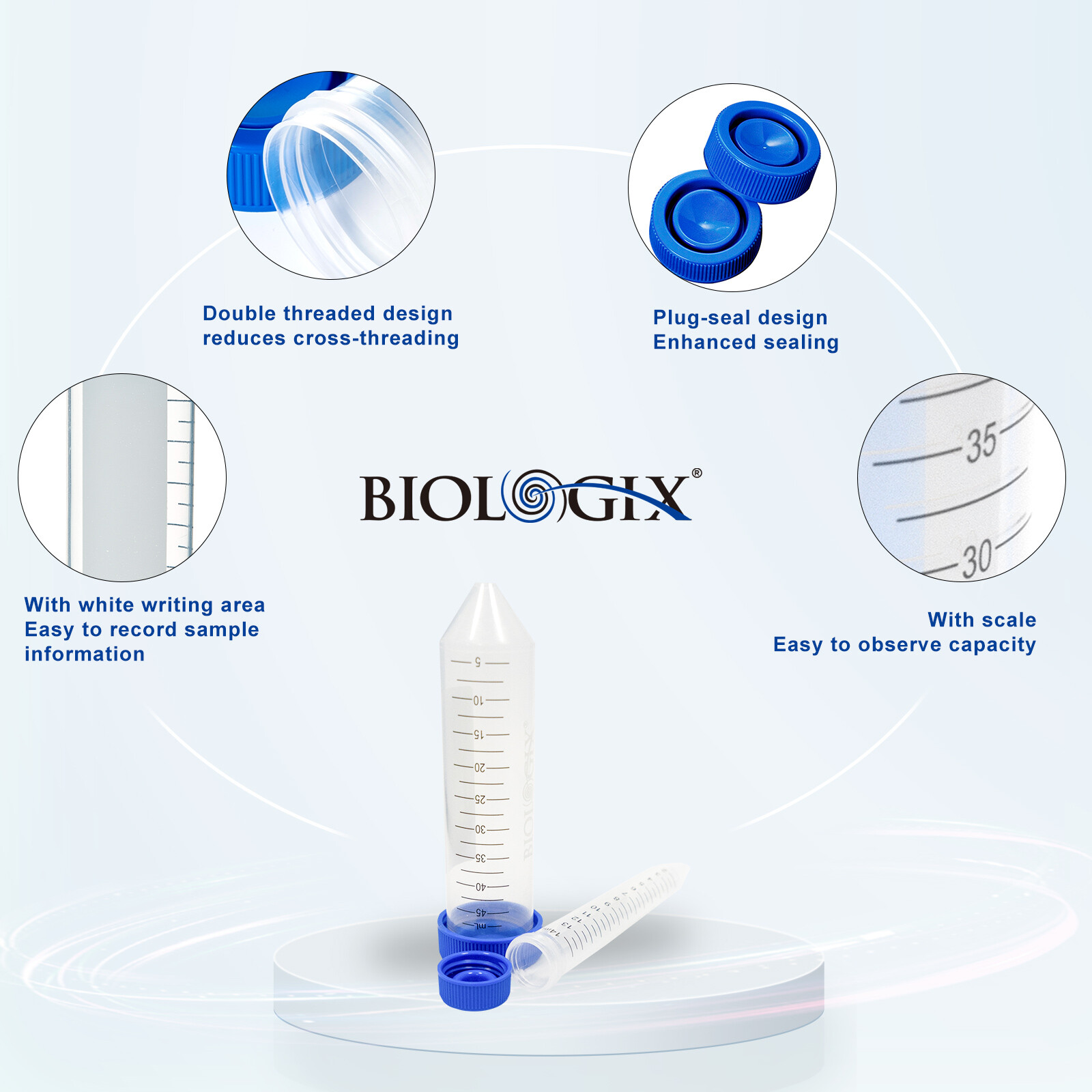 15ml Conical Centrifuge Tubes, Sterile Plastic Test Tubes with Screw Cap