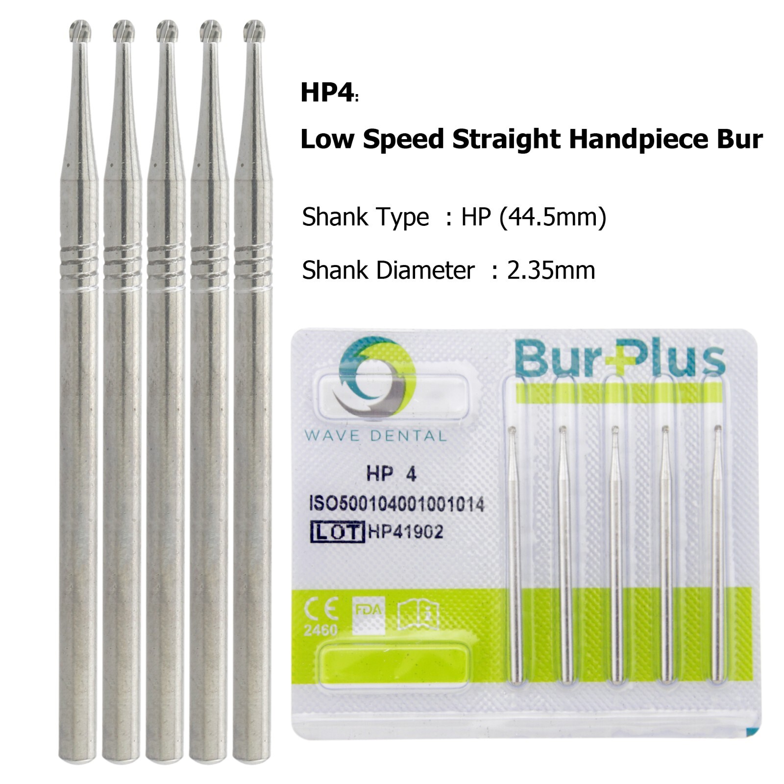 Wave Dental Carbide Straight Handpiece Bur Round HP1/4 1/2 2 4 6 8 10 Low Speed