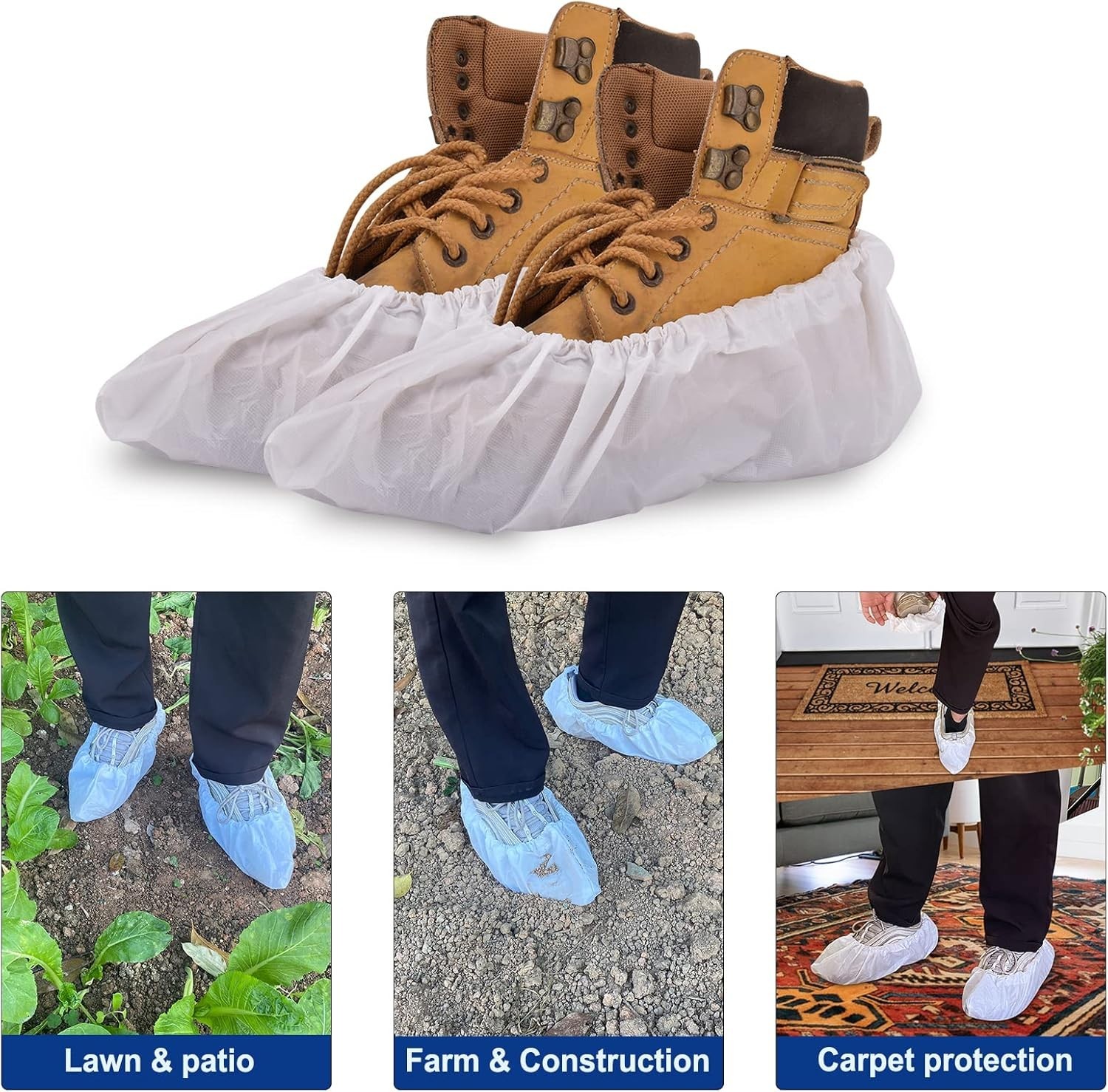 Versatile 200 Pack Disposable Shoe Protectors – Ideal for Indoor & Outdoor Use