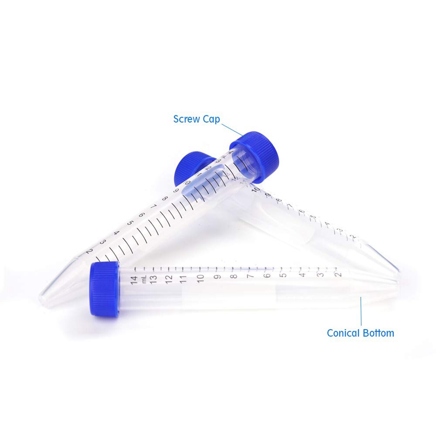 (250) 15ml Conical Centrifuge Tubes EO Sterile Polypropylene Screw Cap Graduated