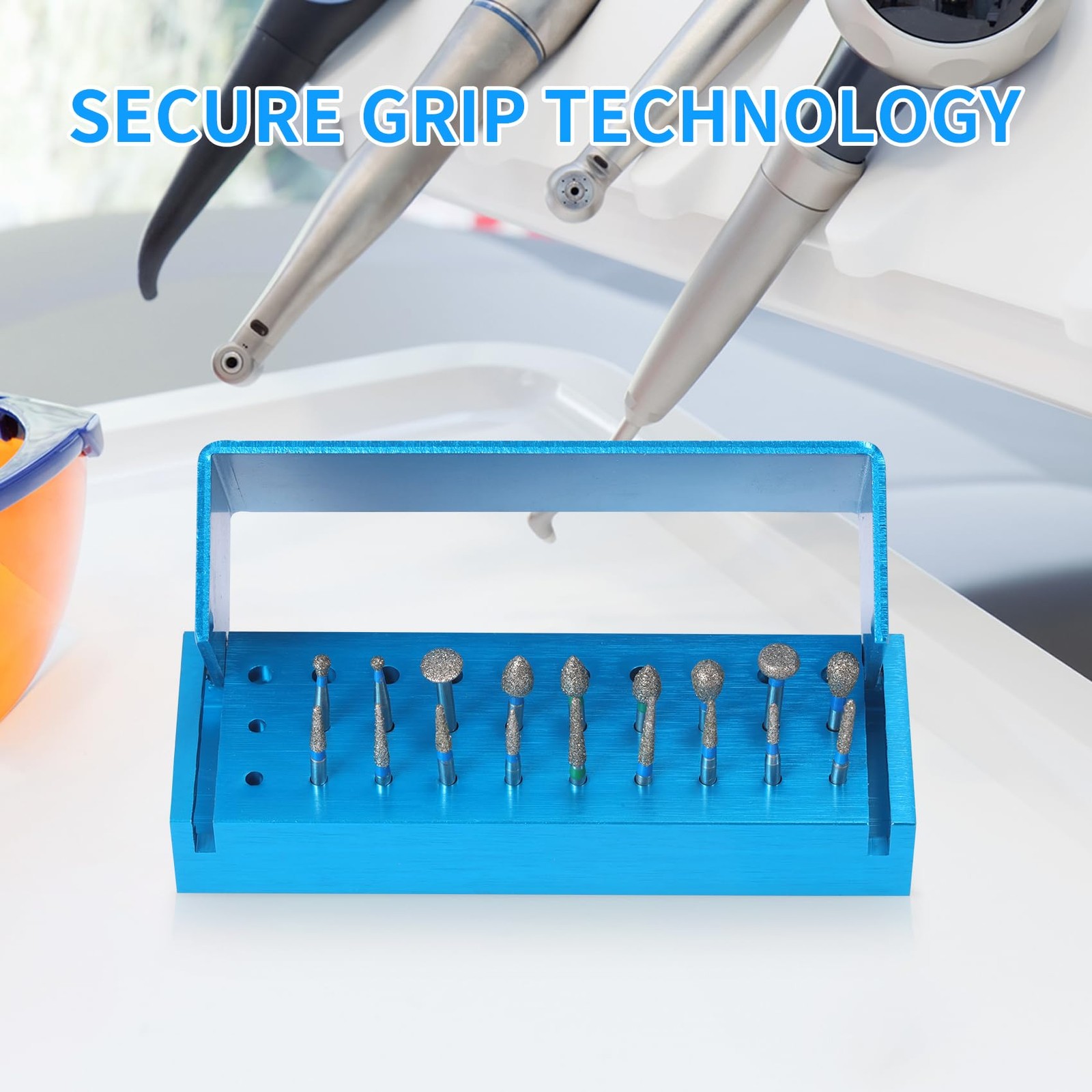 Annhua Dental Bur Blocks Aluminum Holders for Diamond Burs, silver