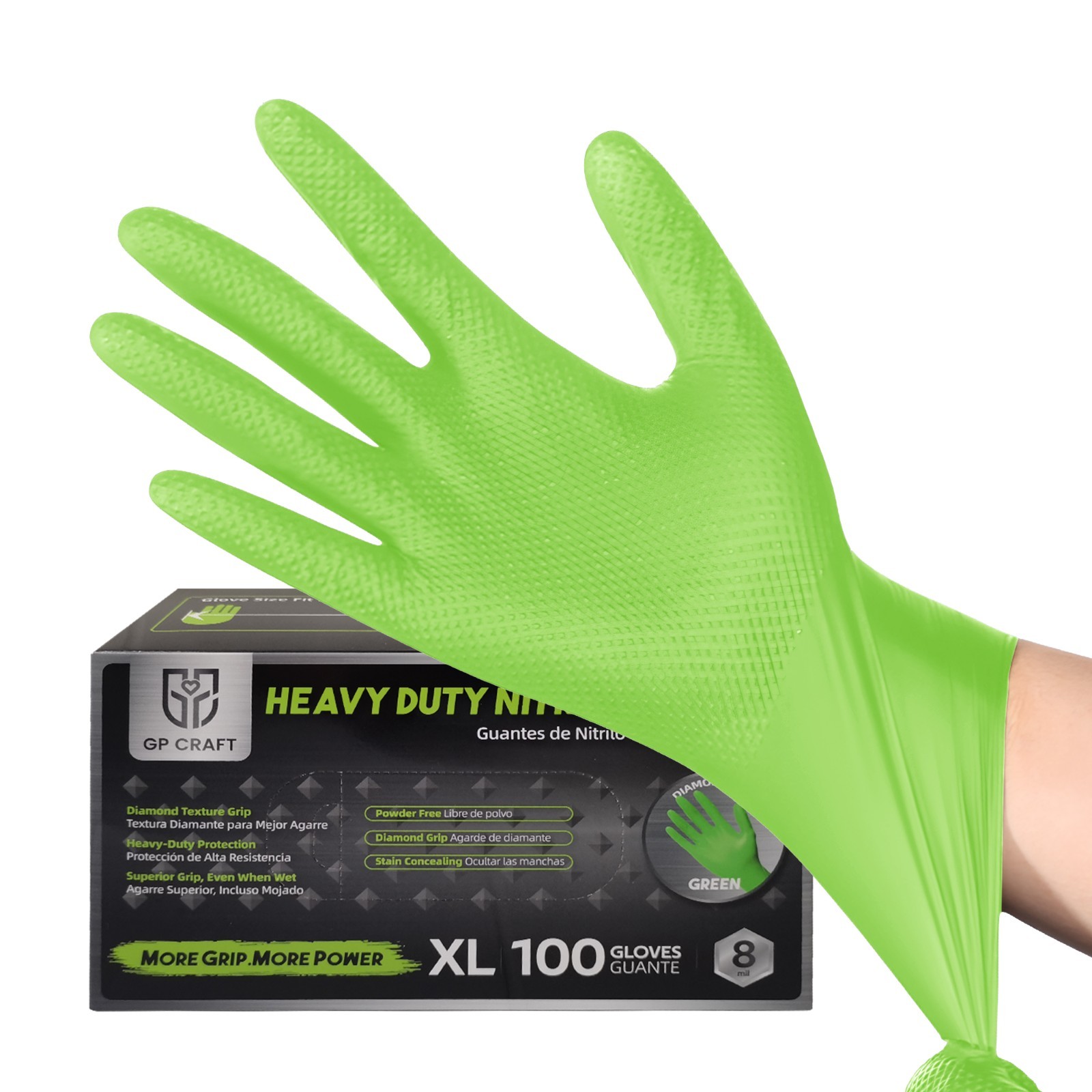 8 Mil Nitrile Gloves 100 Pack Heavy Duty Industrial Work Repair Latex Free Large